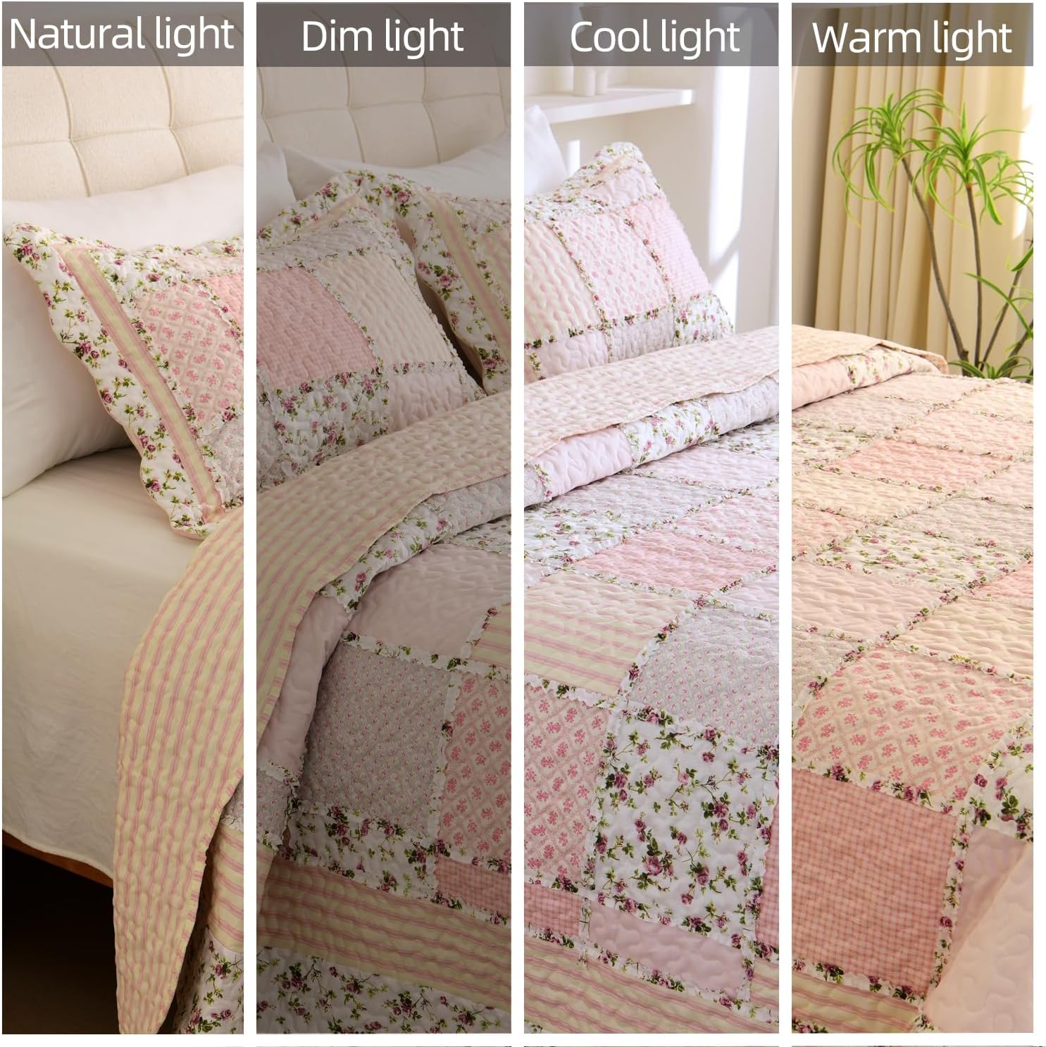 Cmfshape Reversible Floral Quilt Set Twin Size 1
