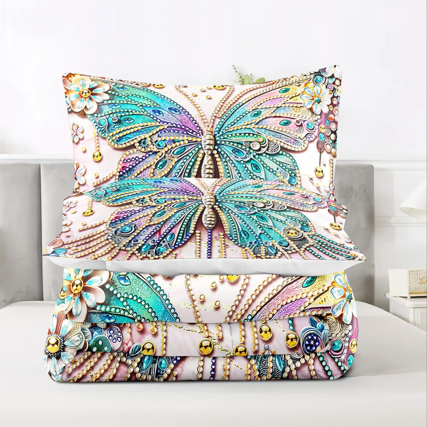 Raphus Cucullatus Butterfly Comforter Set King Pink