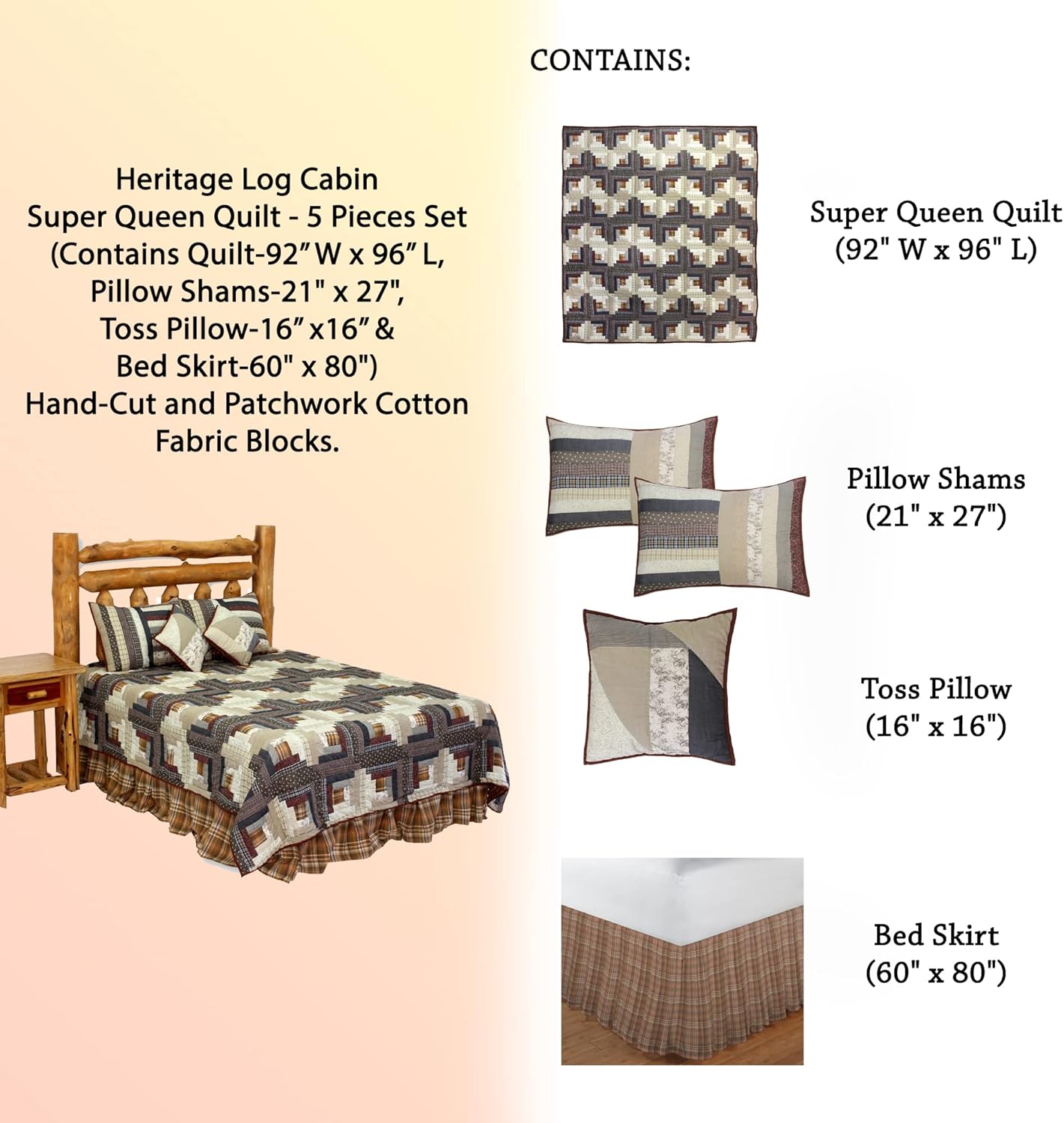 Patch Magic Heritage Log Cabin Quilt Set