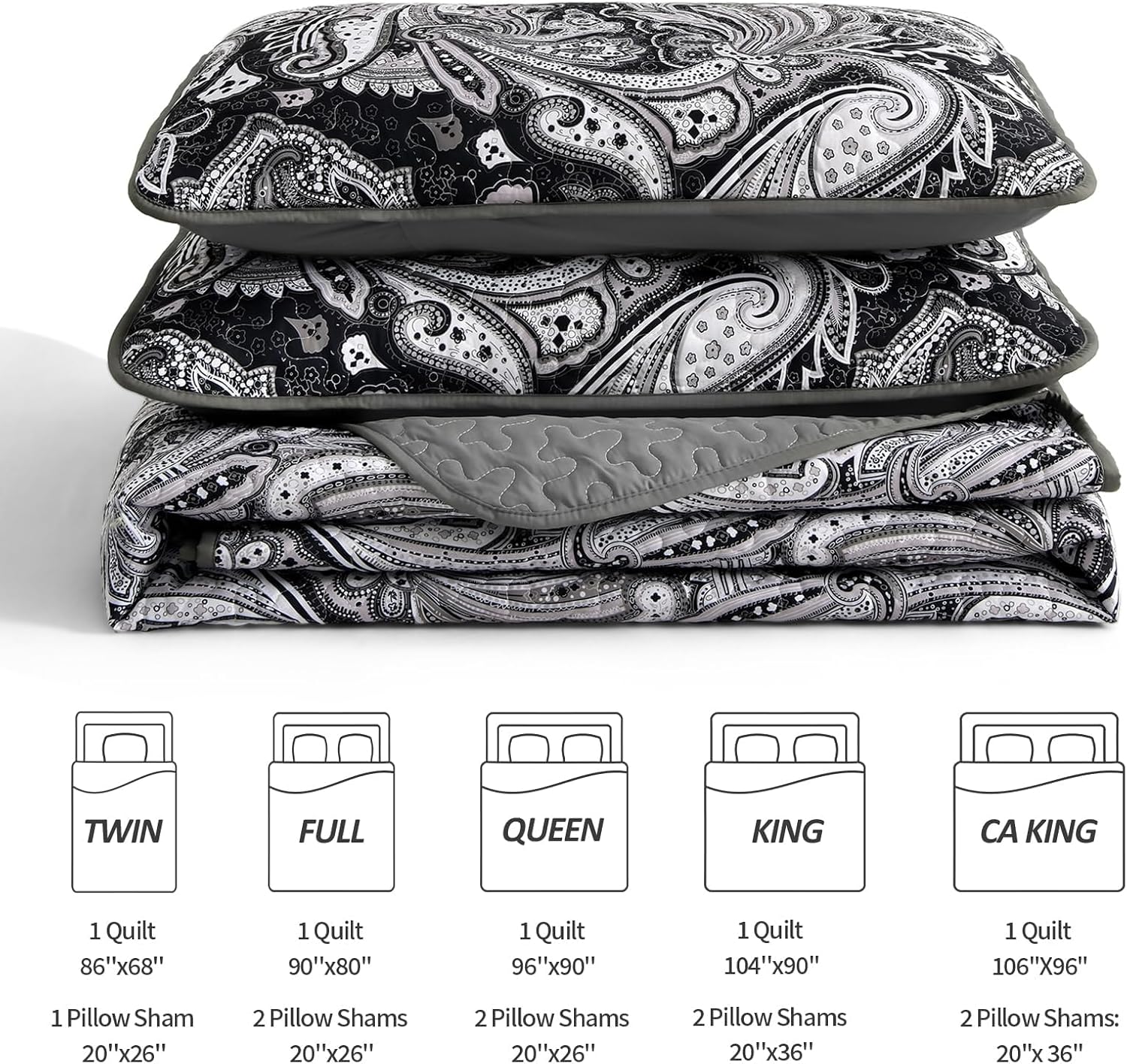 DJY Paisley Quilt Set King Size 3 Pieces