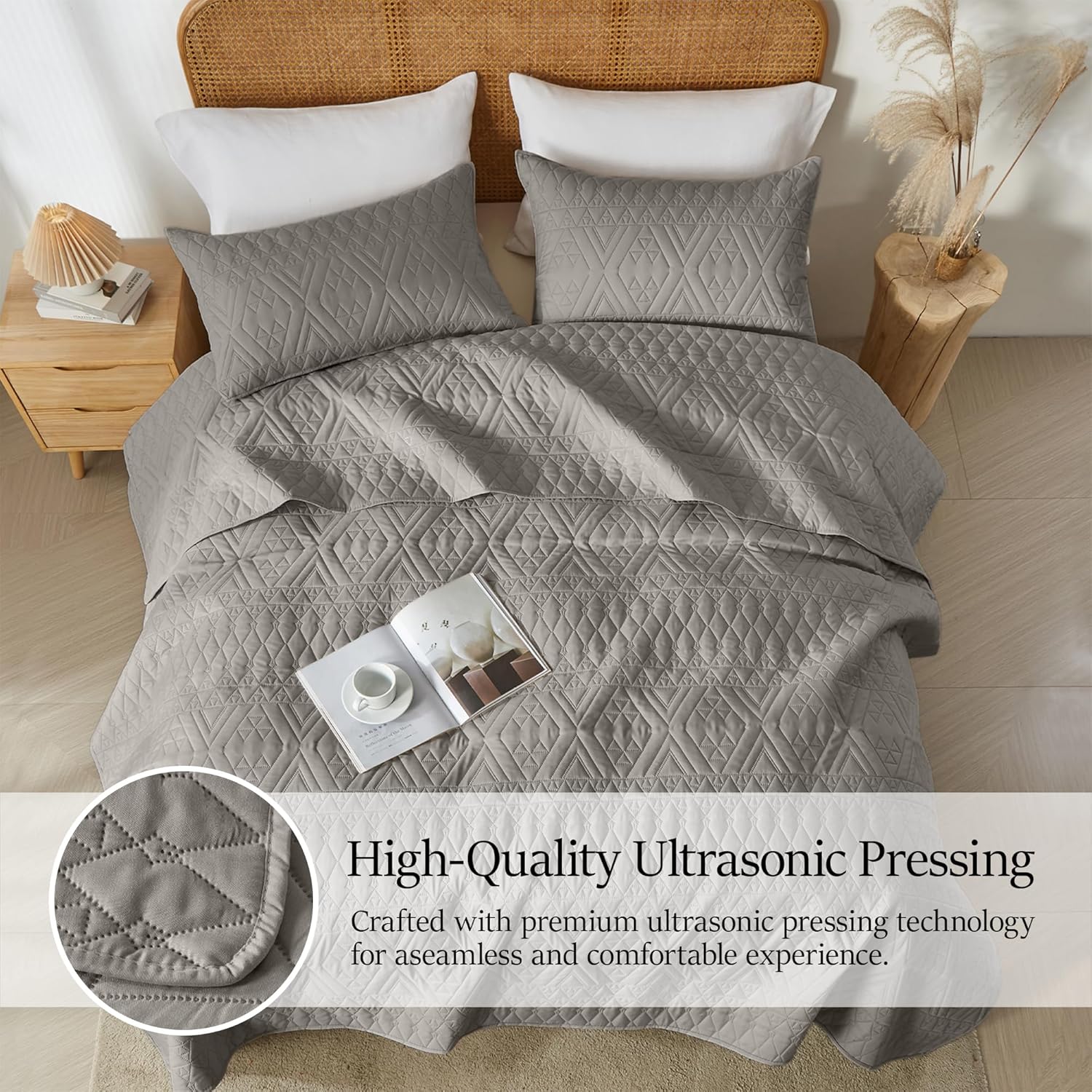 akkialla Twin Size Quilt Bedding Set Dark Grey 1