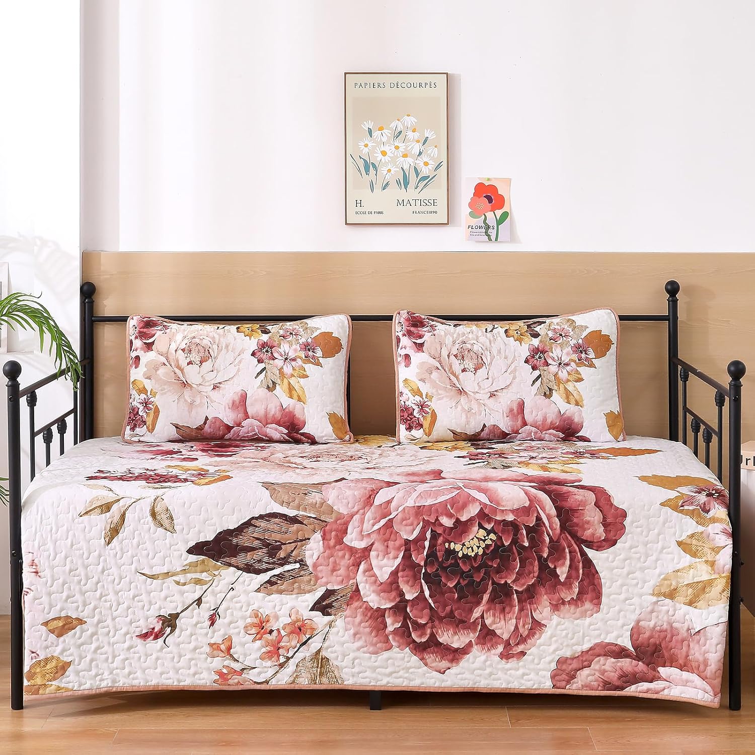 WONGS BEDDING Blush Floral Queen Quilt Set