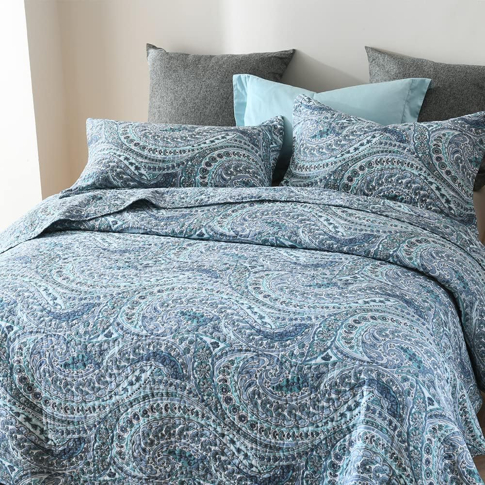 ENASAL Reversible Paisley Cotton Quilt Set King Size