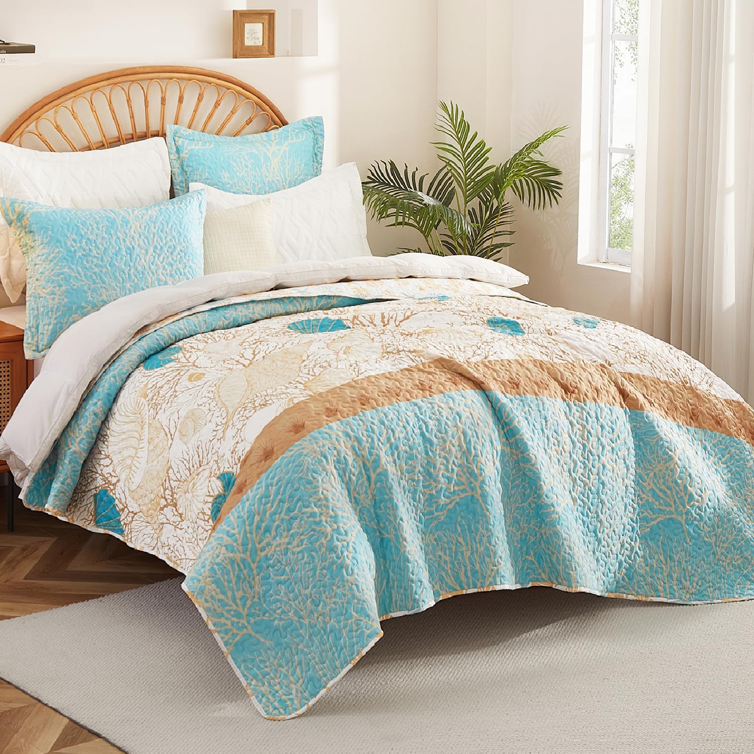 Coastal Quilt Set Queen 3-Piece Ocean Theme