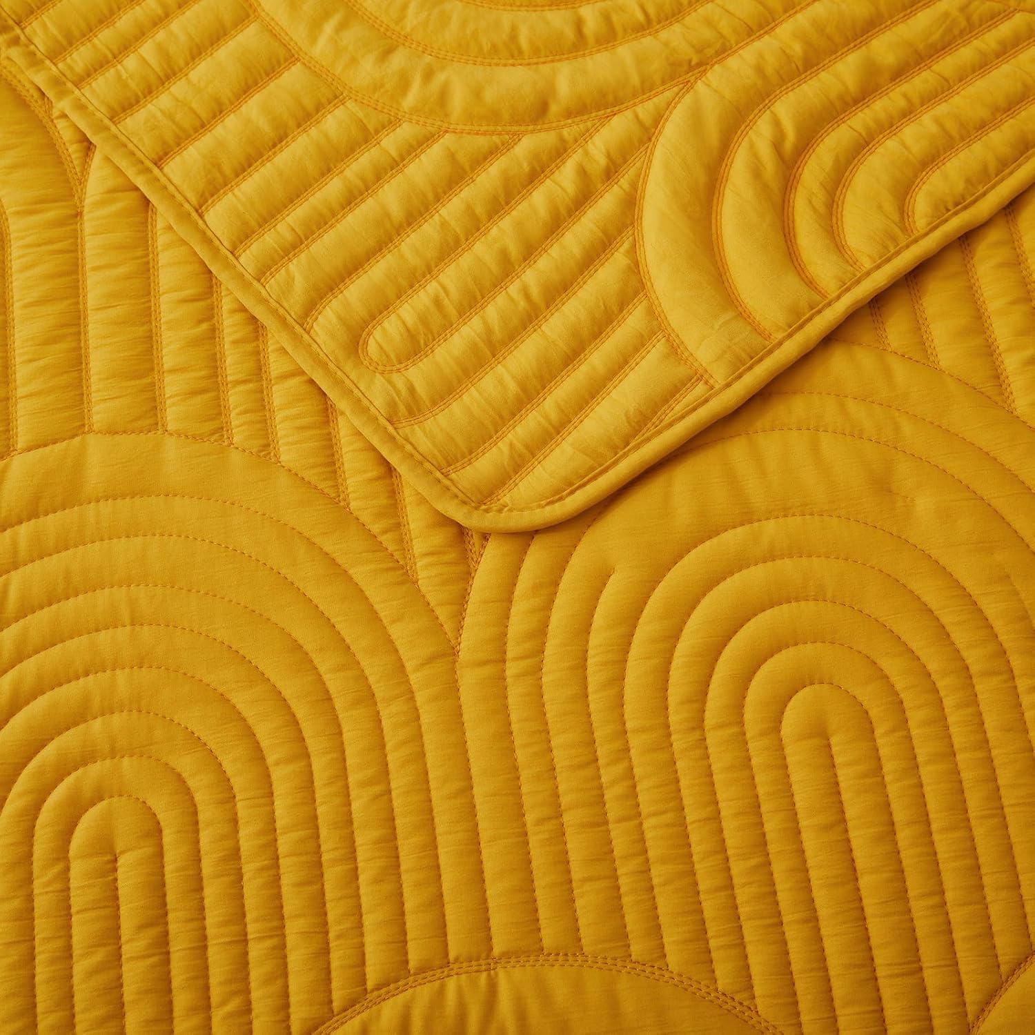 Safonory Mustard Yellow Quilt Set Twin Size