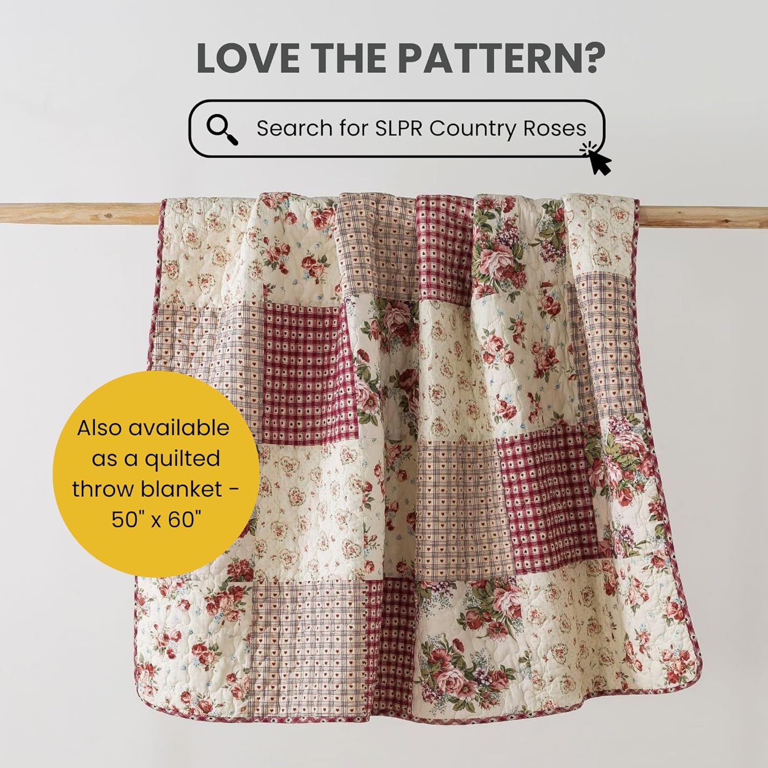 SLPR Country Roses Patchwork Quilt Set - Twin Size 1