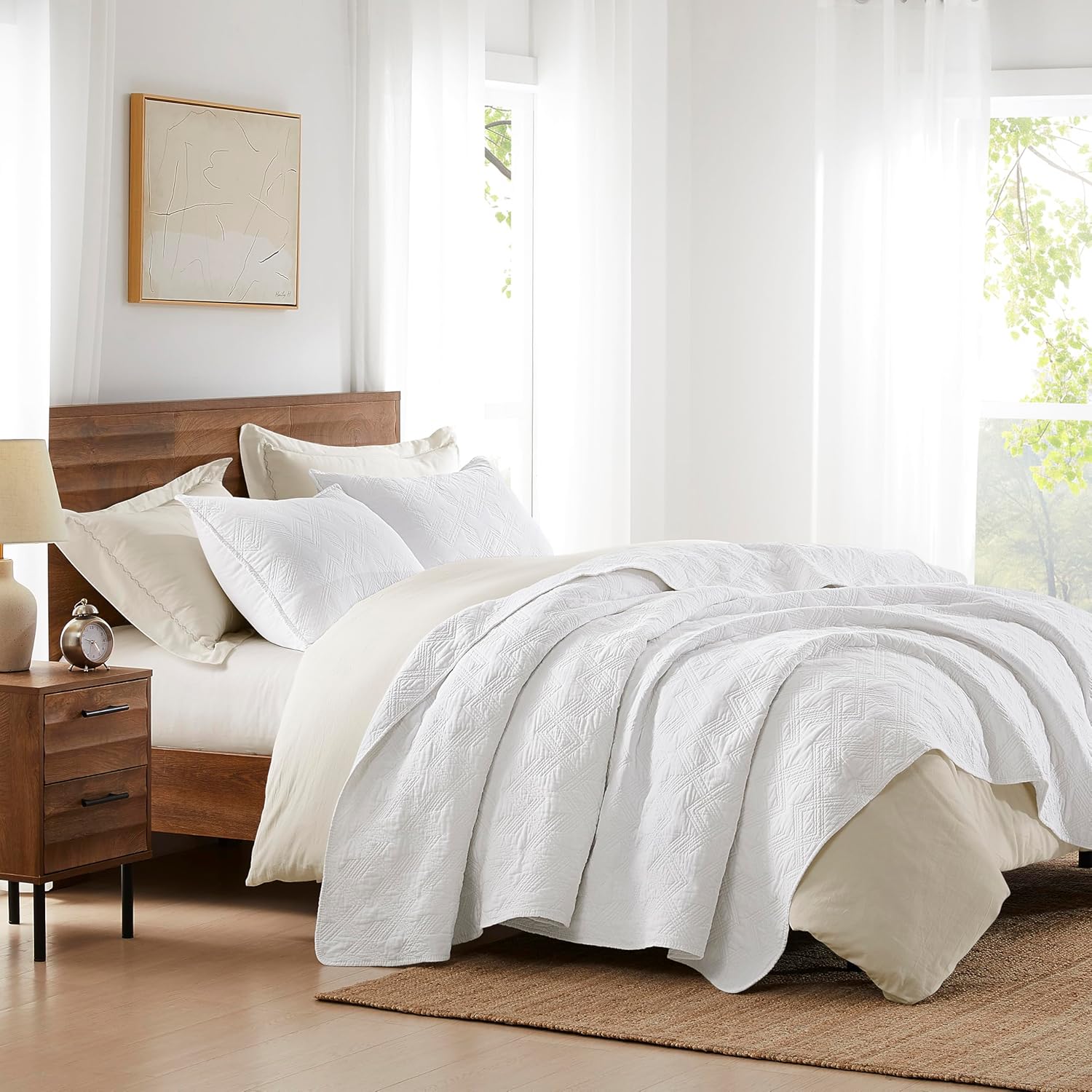 WDCOZY Cotton Quilt Set Twin Size with 1 Pillow Sham