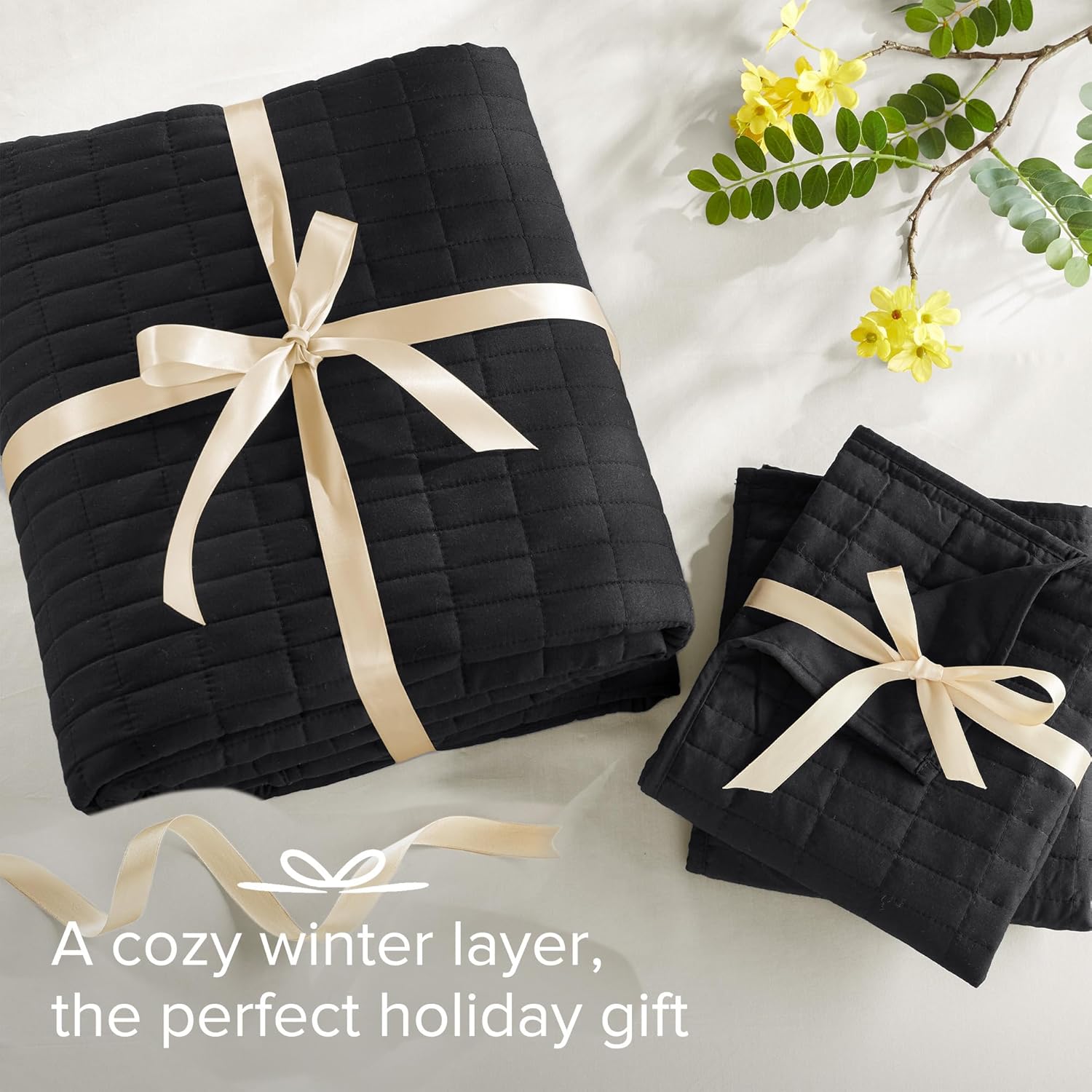 Comfort Spaces Kienna Quilt Set Black Full Queen 3 Piece