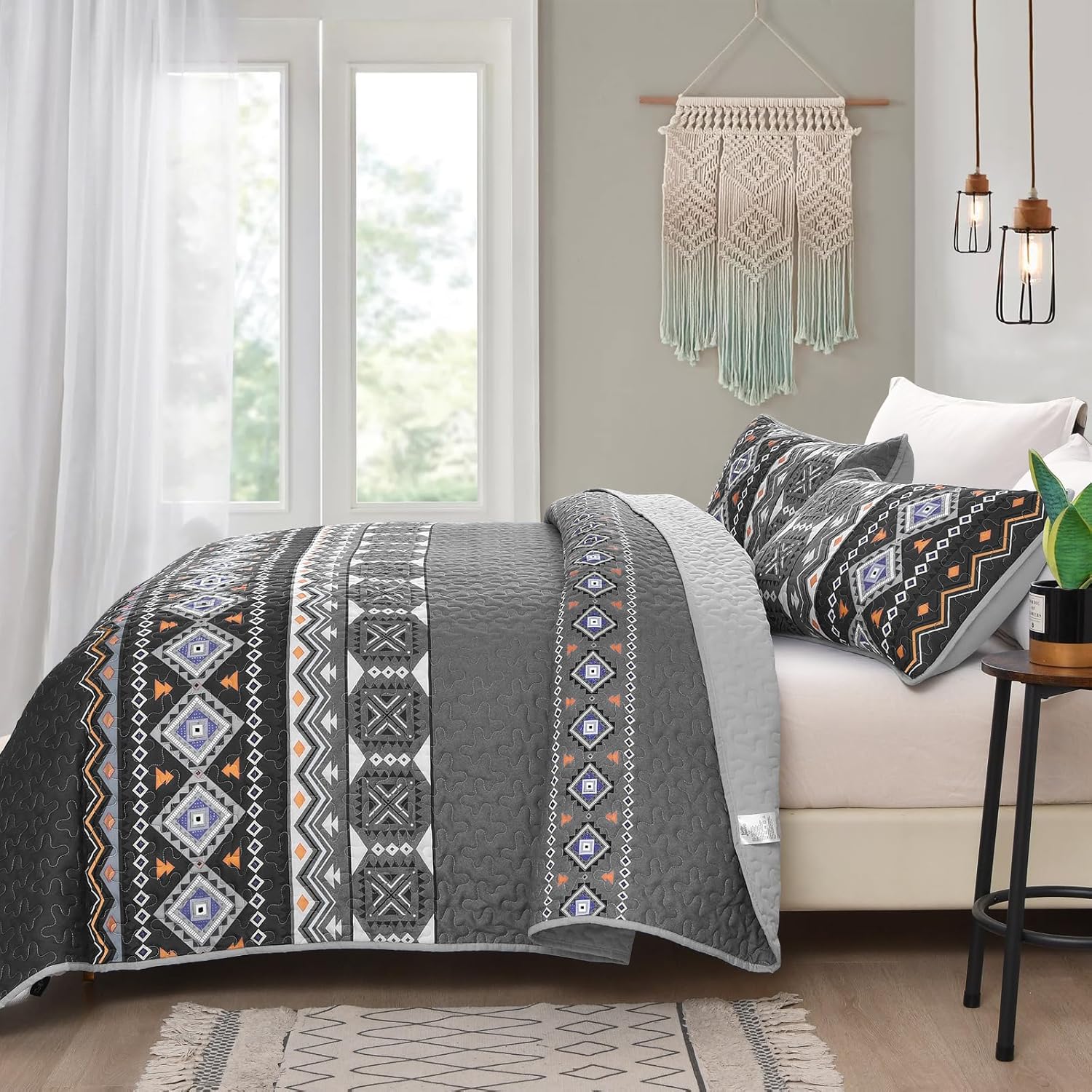 WONGS BEDDING Boho Quilt Set Queen 1