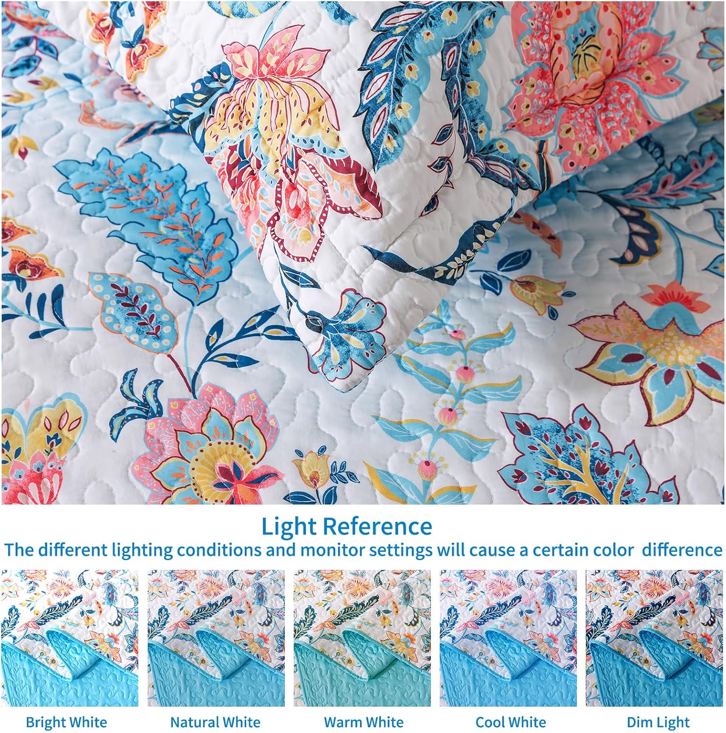 BEDISELY Queen Quilt Set - 3-Piece Floral Farmhouse Bedding 1