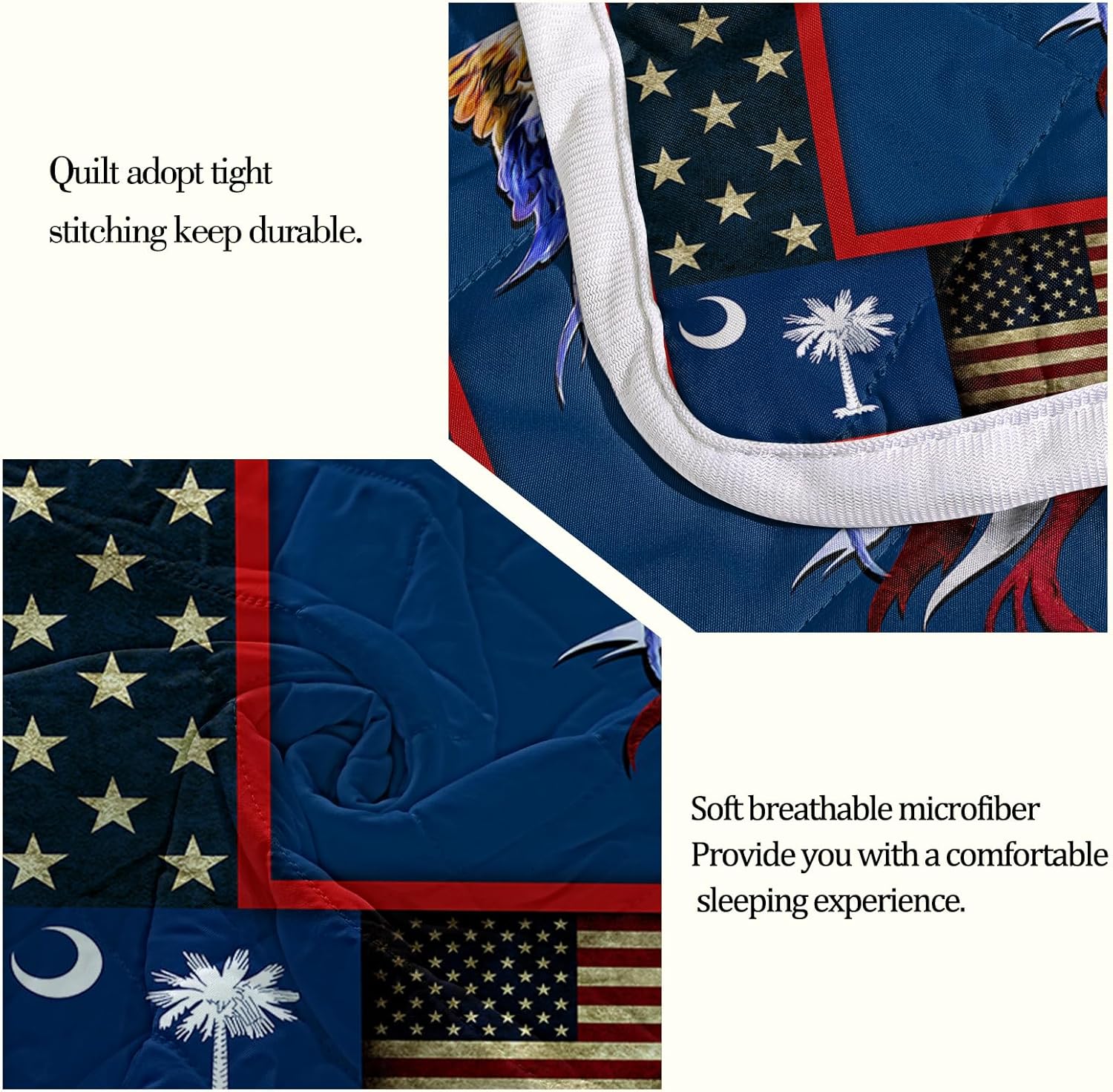 3 Piece Eagle Flag Quilt Set with Moon Tree Design 1