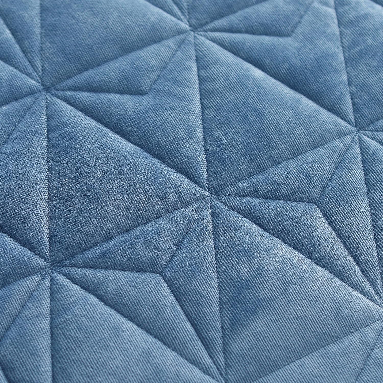 Twin Luxury Velvet Quilt Set - Navy Blue 68x86