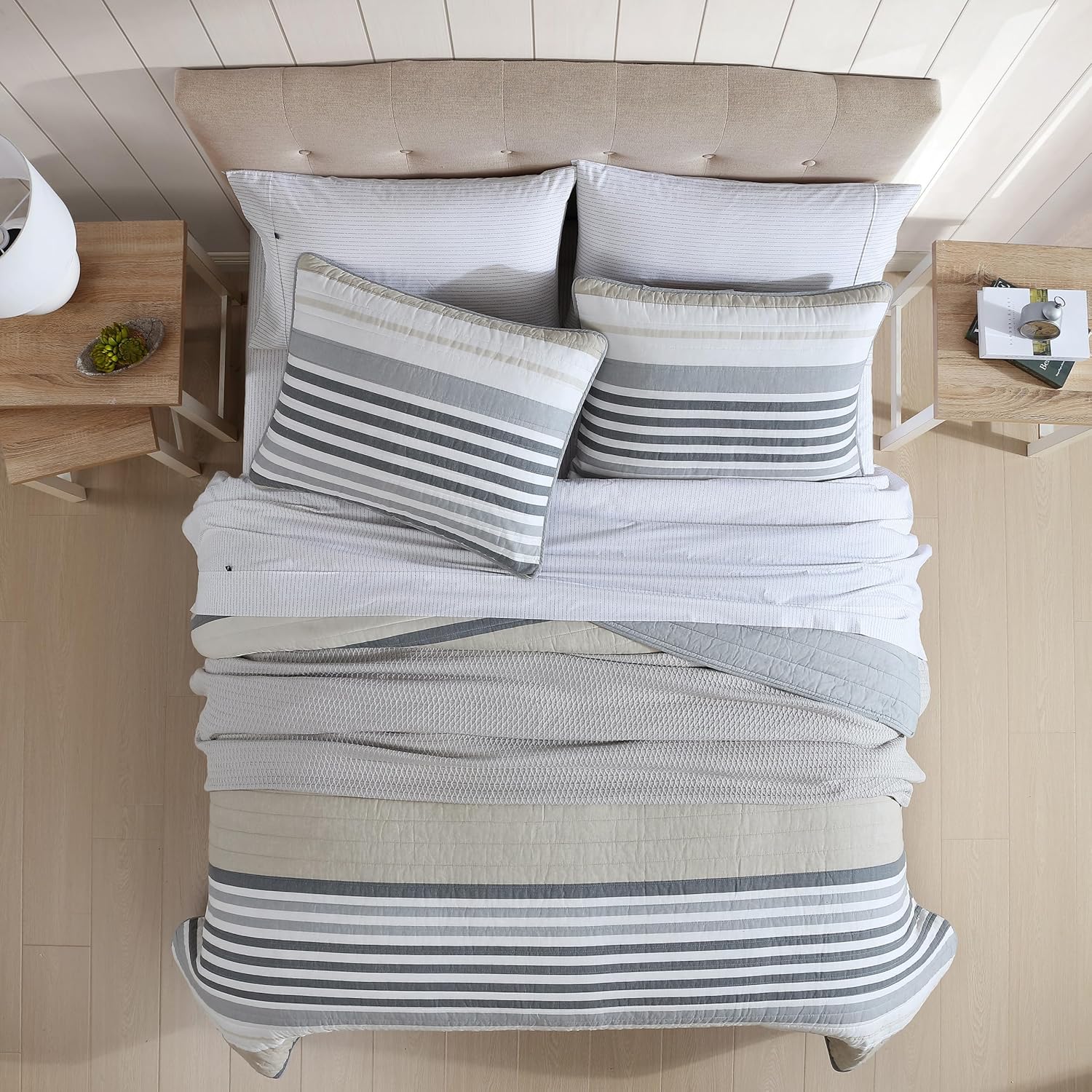 Nautica Twin Quilt Set Reversible Cotton Bedding with Matching Sham