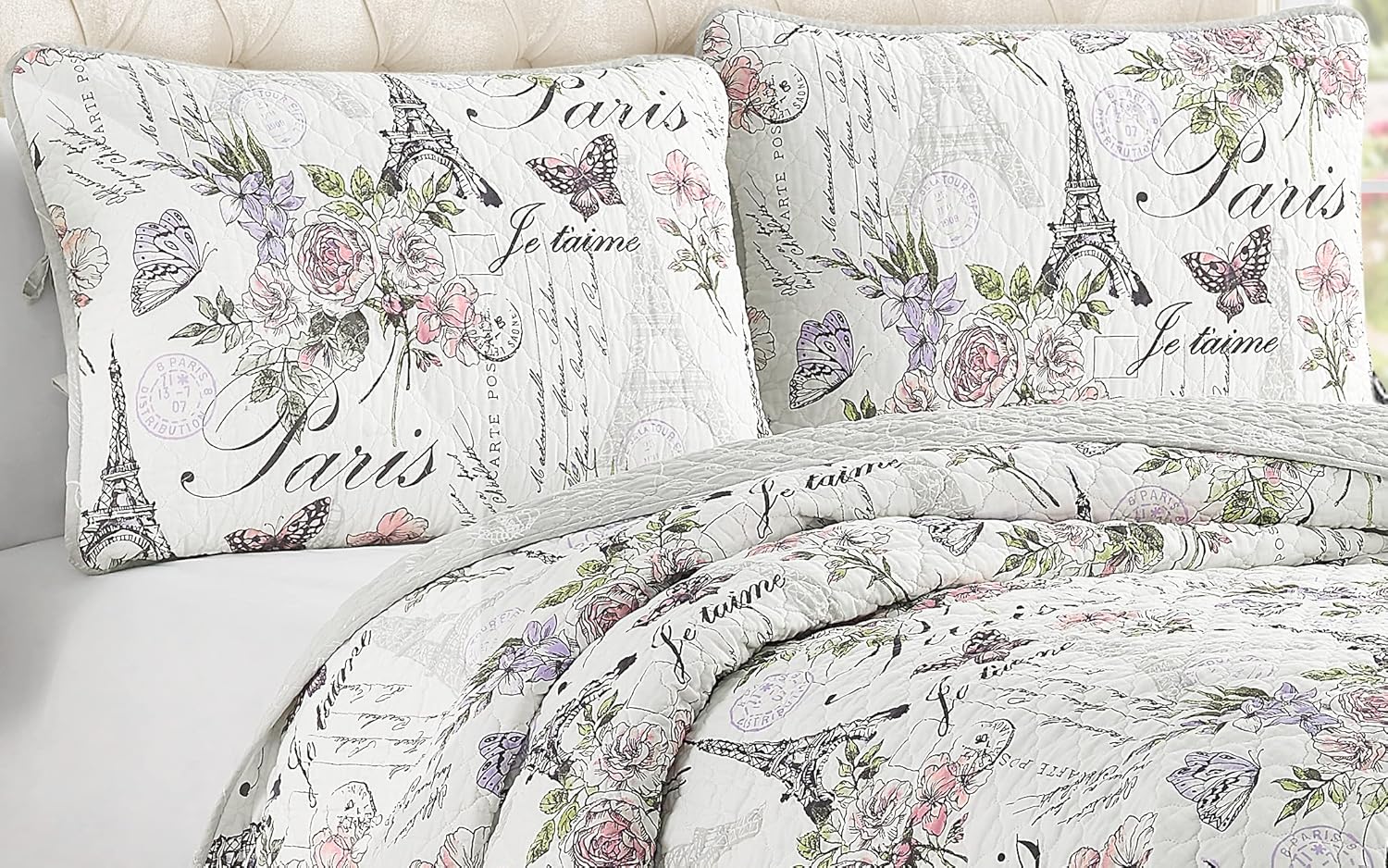 Home Resort Paris Floral King Quilt Set