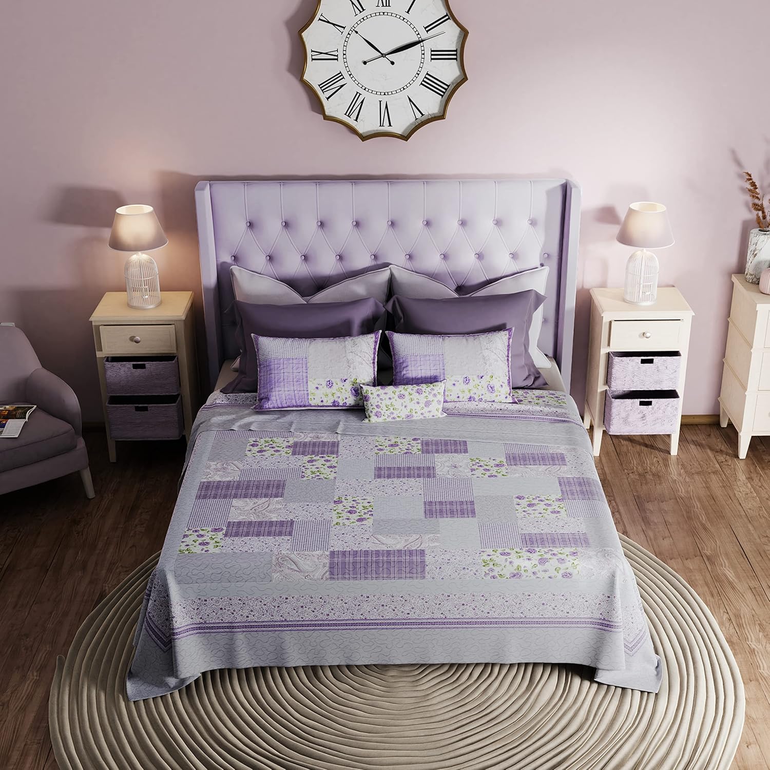 Donna Sharp Full Queen Quilt Set - Lavender Rose Patchwork