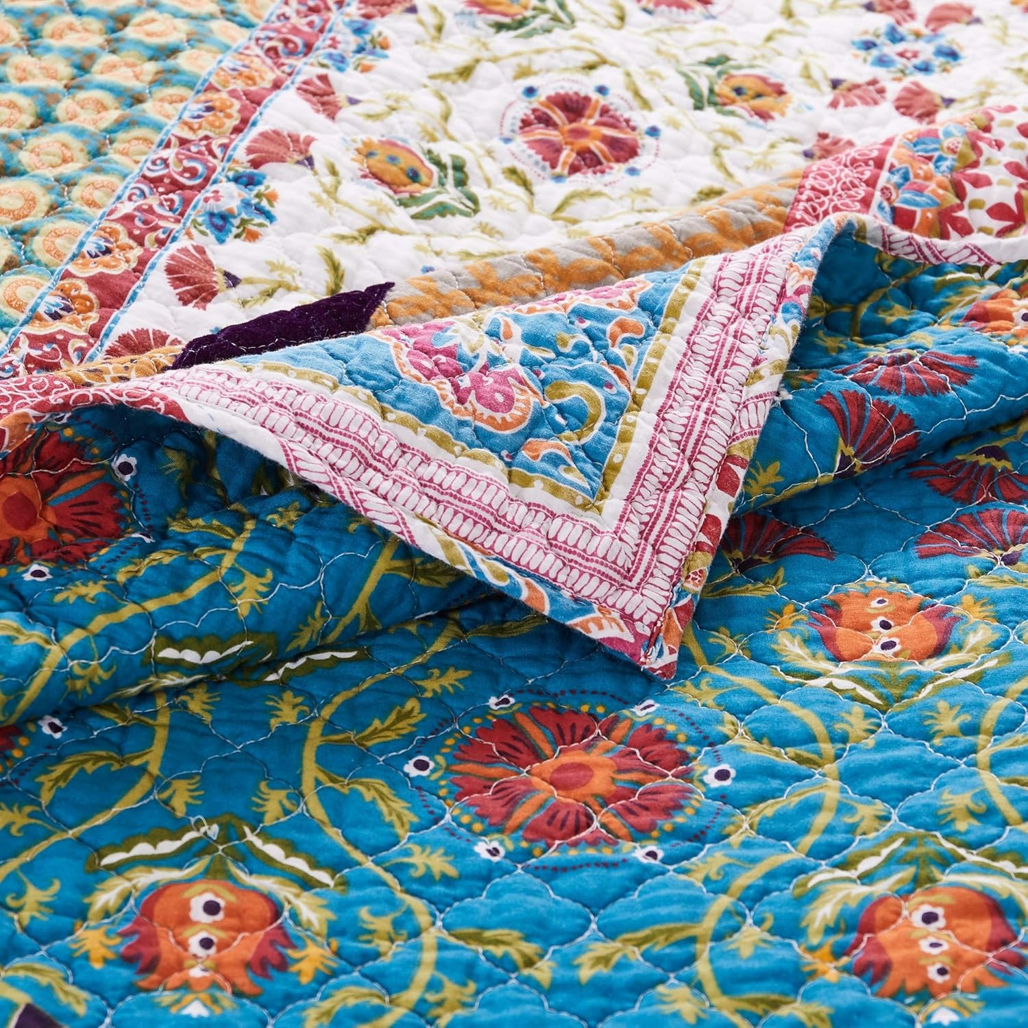 Greenland Home Thalia Velvet Embellished Cotton Quilt Set 5-Piece KingCal King