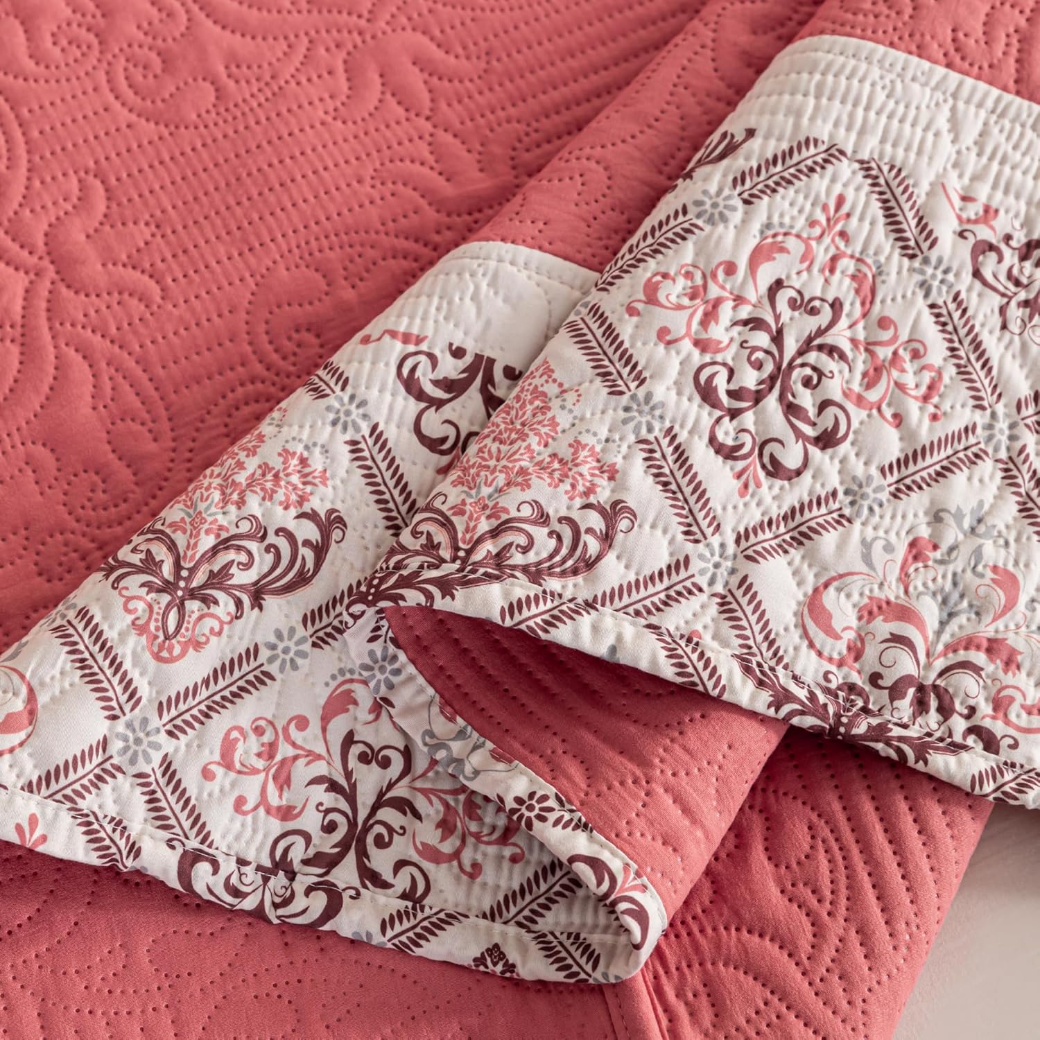 Sophia William Pink Queen Quilt Set 3 Piece