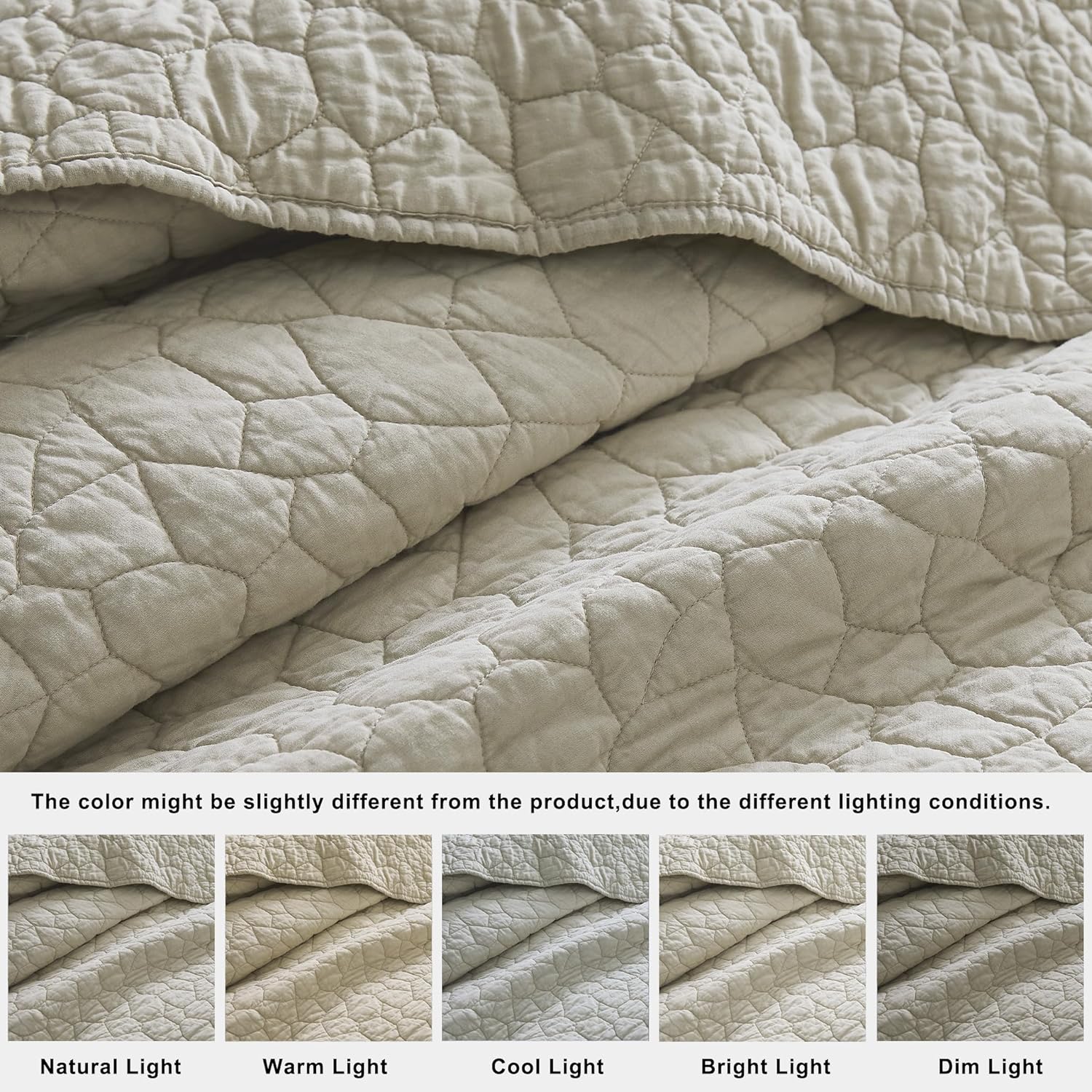 Palassio Beige Cotton Quilt Twin Set with Pillow Sham
