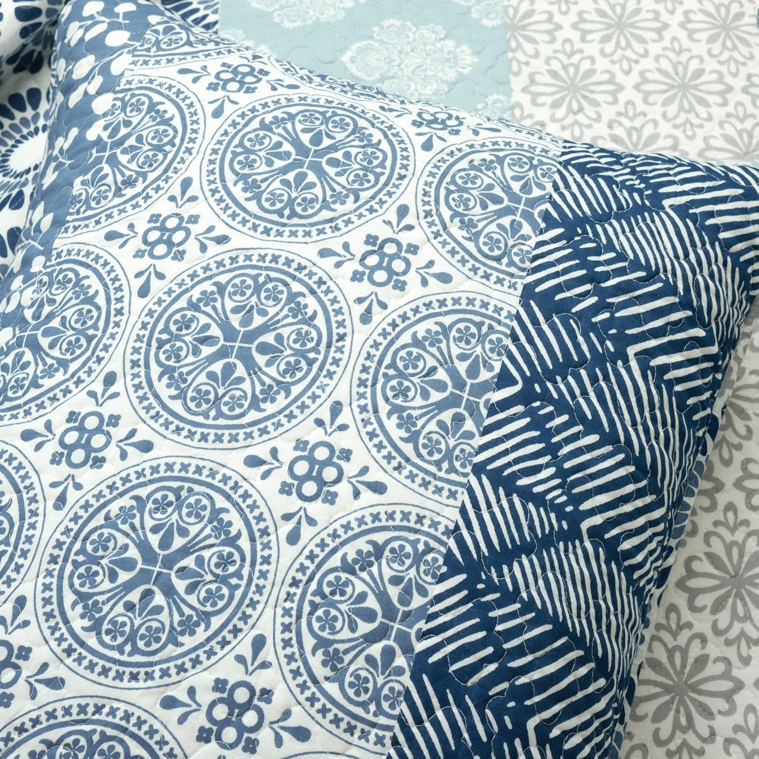 Lush Decor Bohemian Stripe Reversible Quilt Set 3 Piece Queen