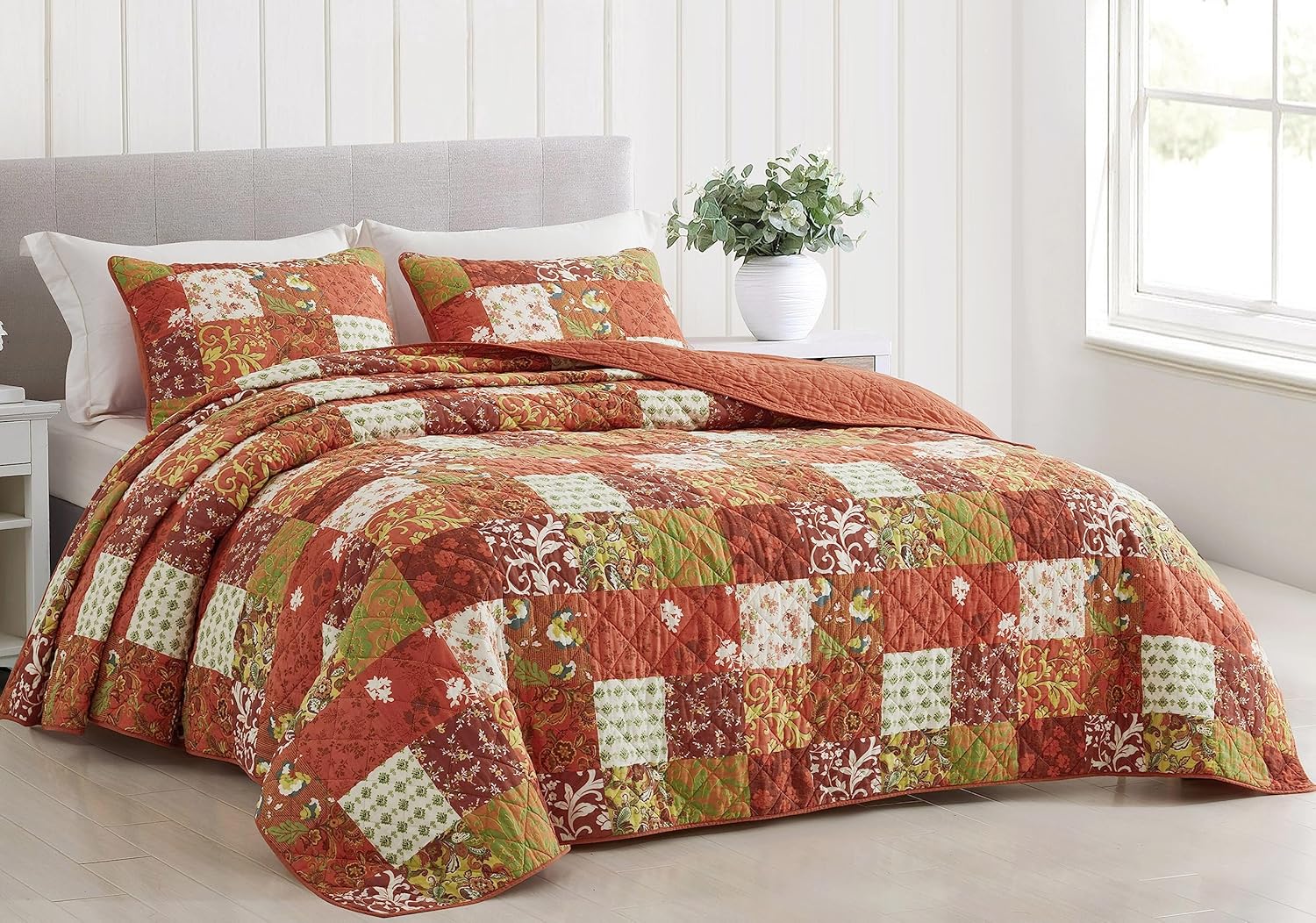 Chezmoi Leilani 3-Piece Boho Cotton Quilt Set