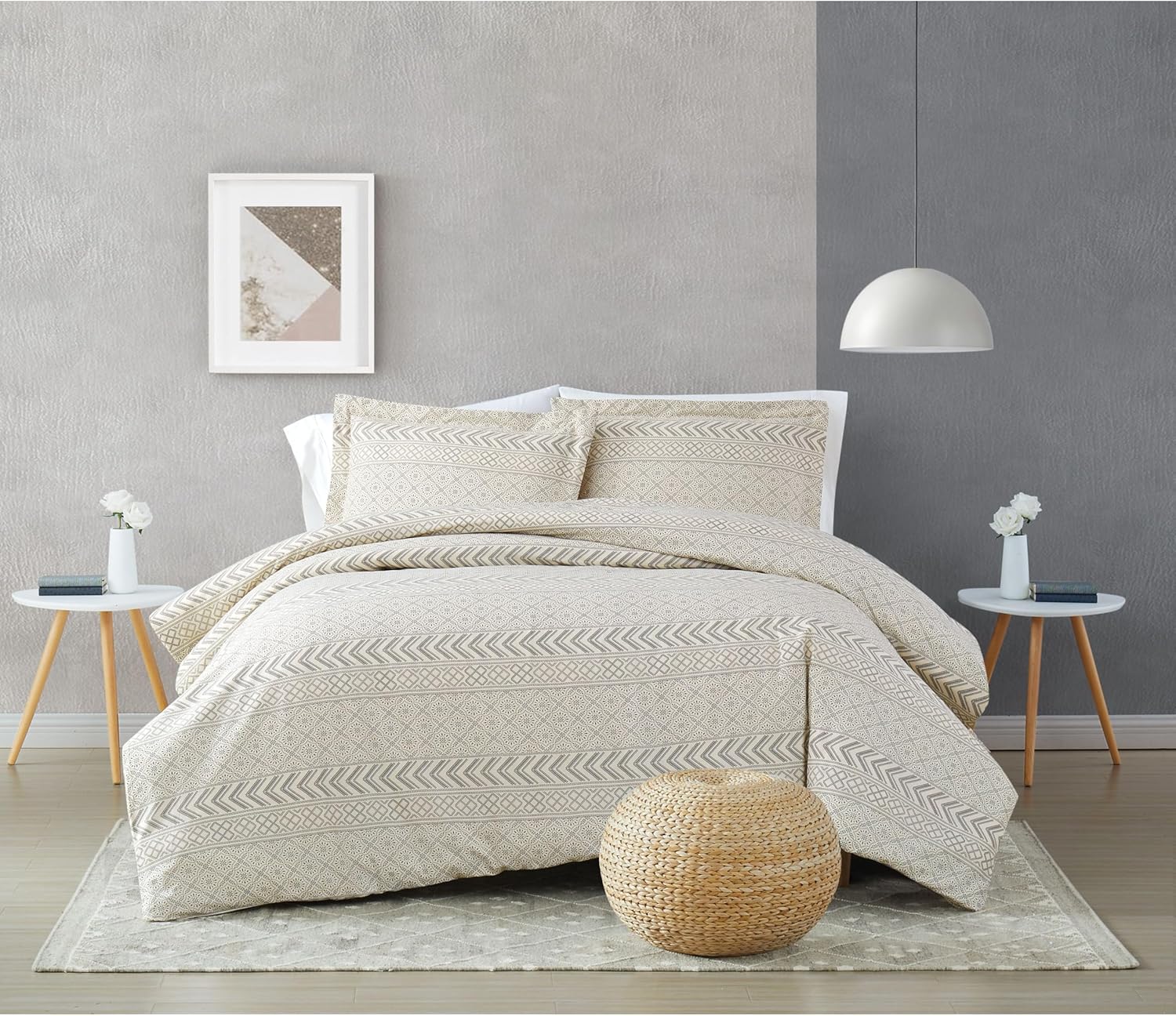 Brooklyn Loom Chase Quilt Set Twin XL Cream Black 2-Piece 1