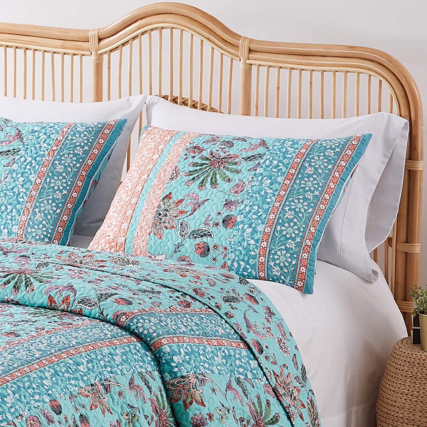 Greenland Home Barefoot Bungalow Quilt Set 3-Piece FullQueen Turquoise