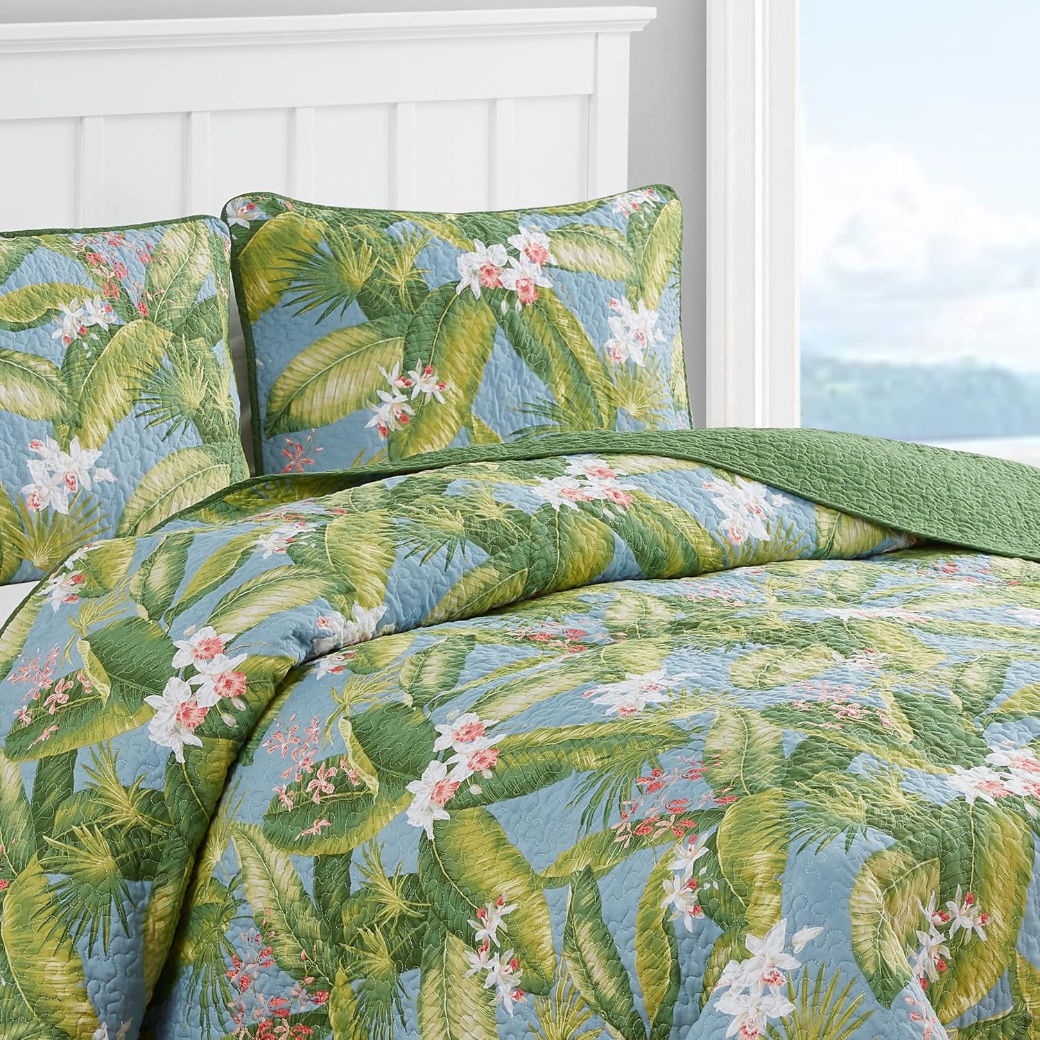Tommy Bahama Twin Quilt Set - Reversible Cotton Bedding