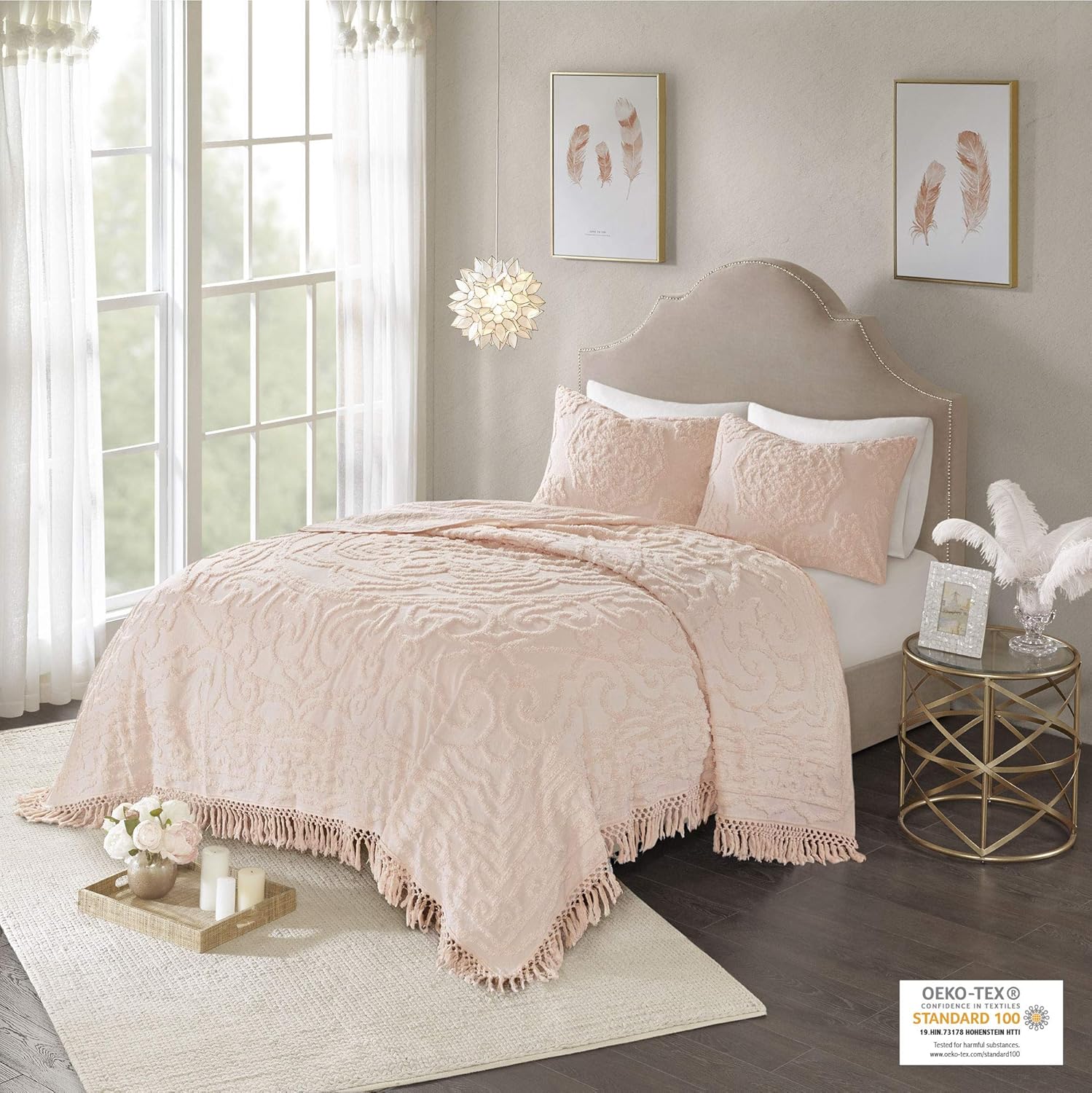 Madison Park Laetitia Cotton Quilt Set with Tassels Shabby Chic