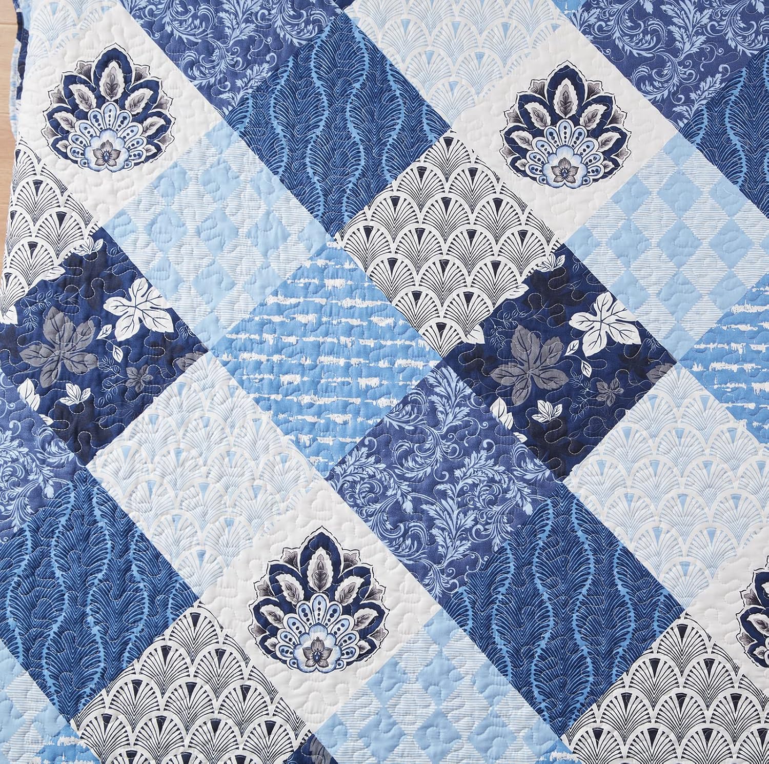 LEAONME Full Queen Quilt Set 3 Pieces Reversible