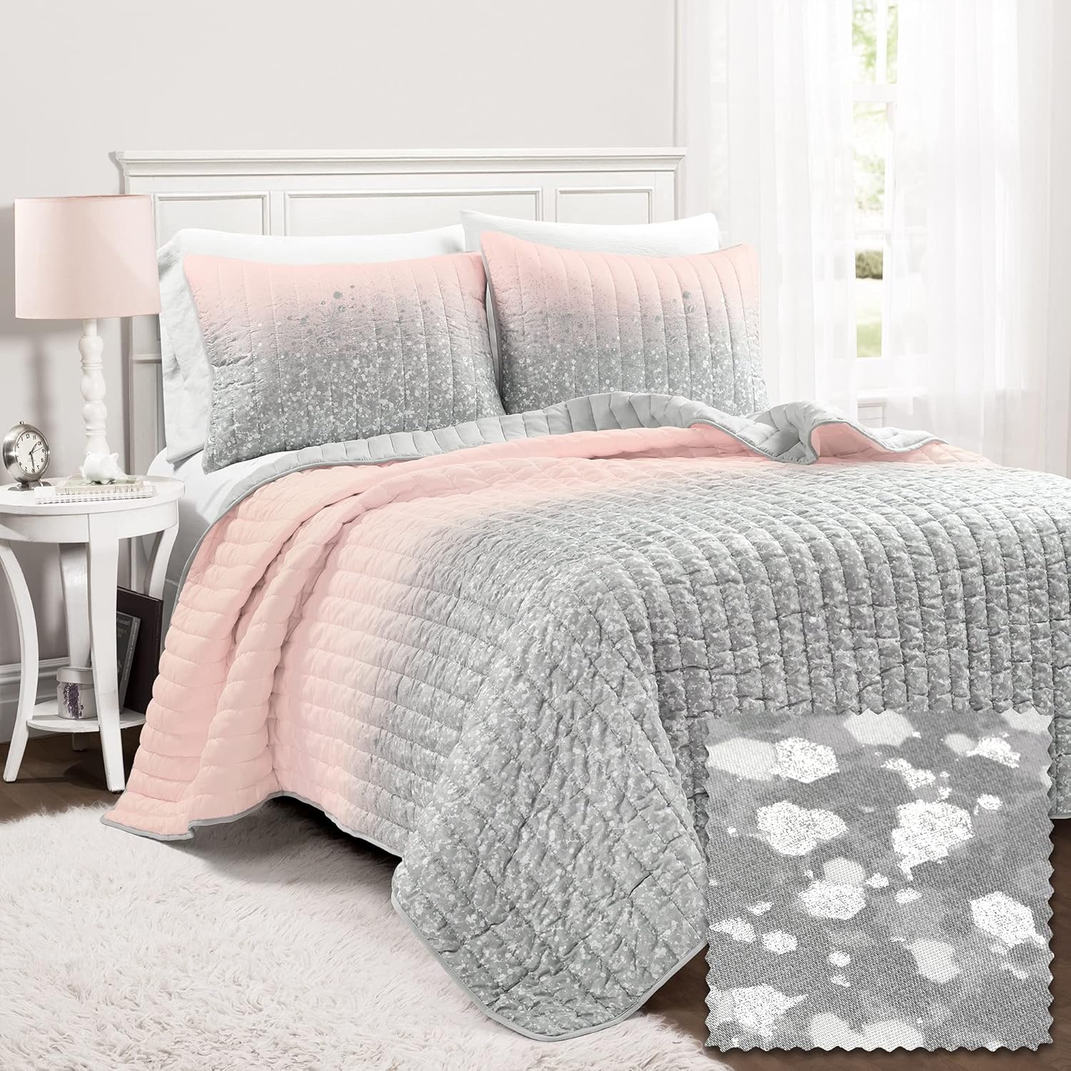 Lush Decor Glitter Ombre Quilt Set Twin 2 Piece