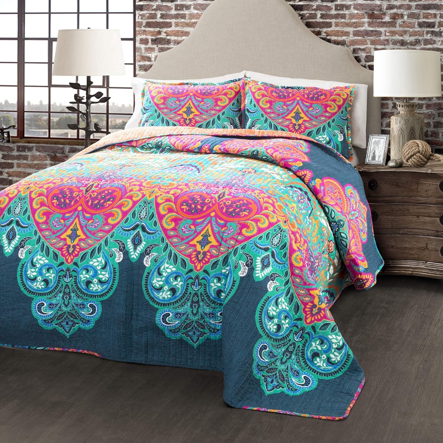Lush Decor Boho Reversible Cotton Quilt 3-Piece King Set