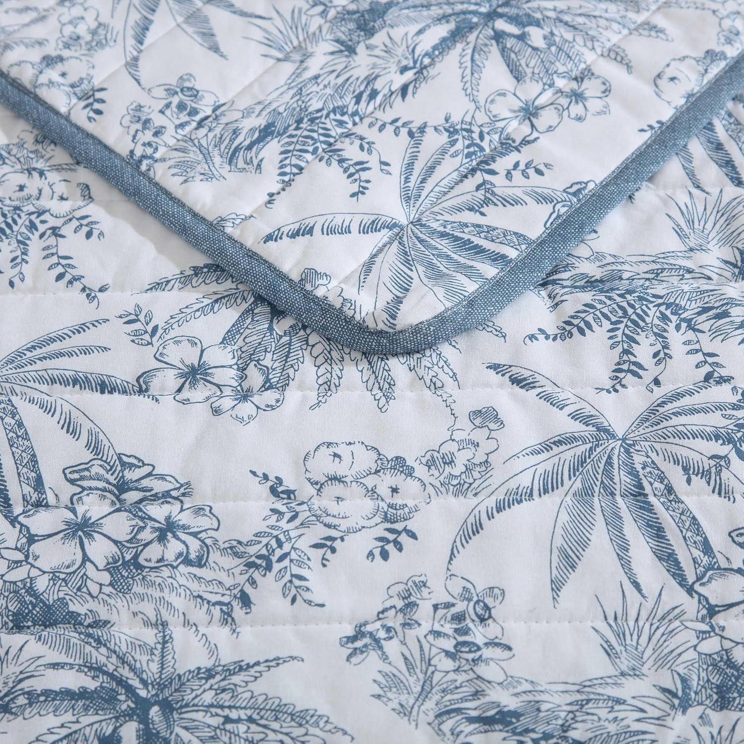 Tommy Bahama King Quilt Set with Shams - Reversible Cotton Bedding