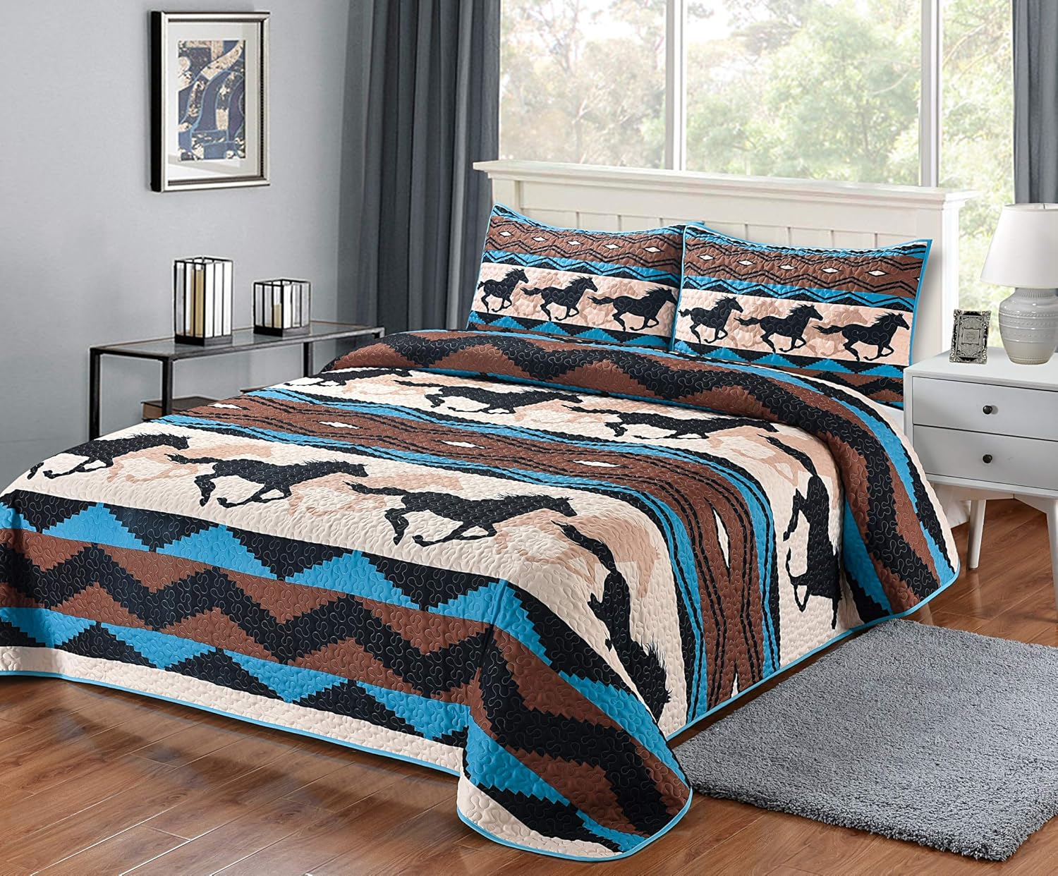 Wowser Southwest 3 Piece Queen Quilt Bedspread Set