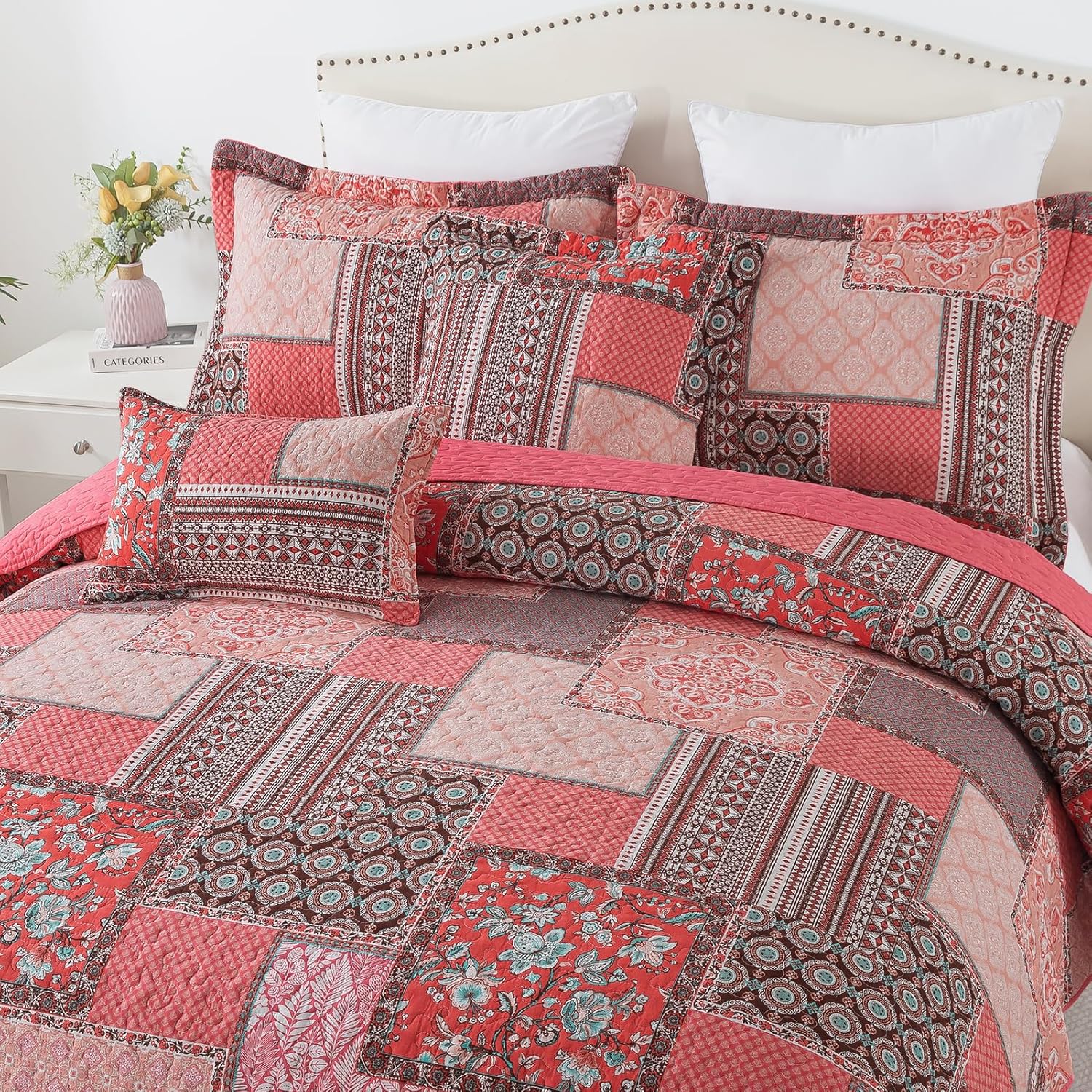 BEDIFANY Cotton Queen Quilt Set with 2 Pillow Shams