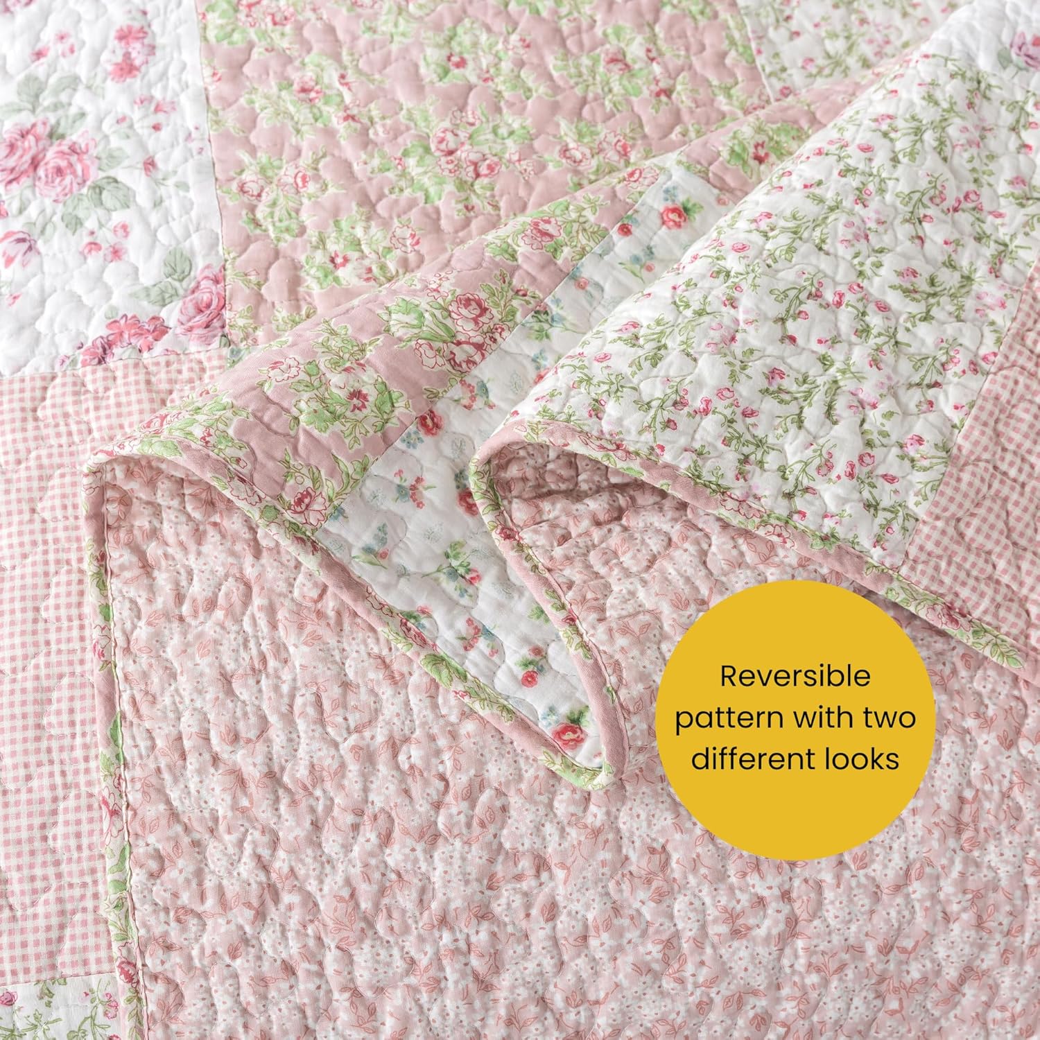 Soul Lane Blush Bloom Cotton Quilt Set Queen