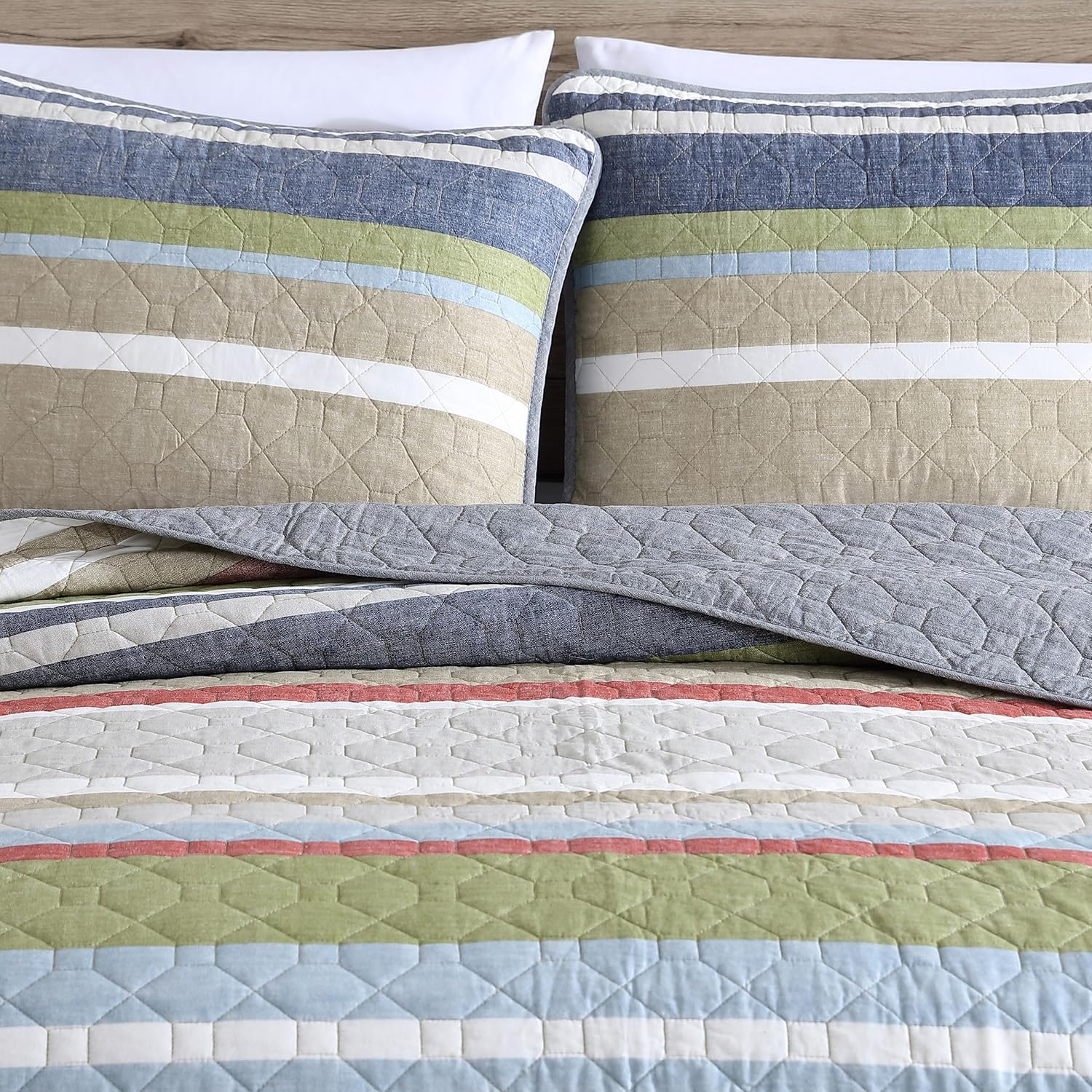 Eddie Bauer Full Queen Quilt Set Salmon Ladder Multi