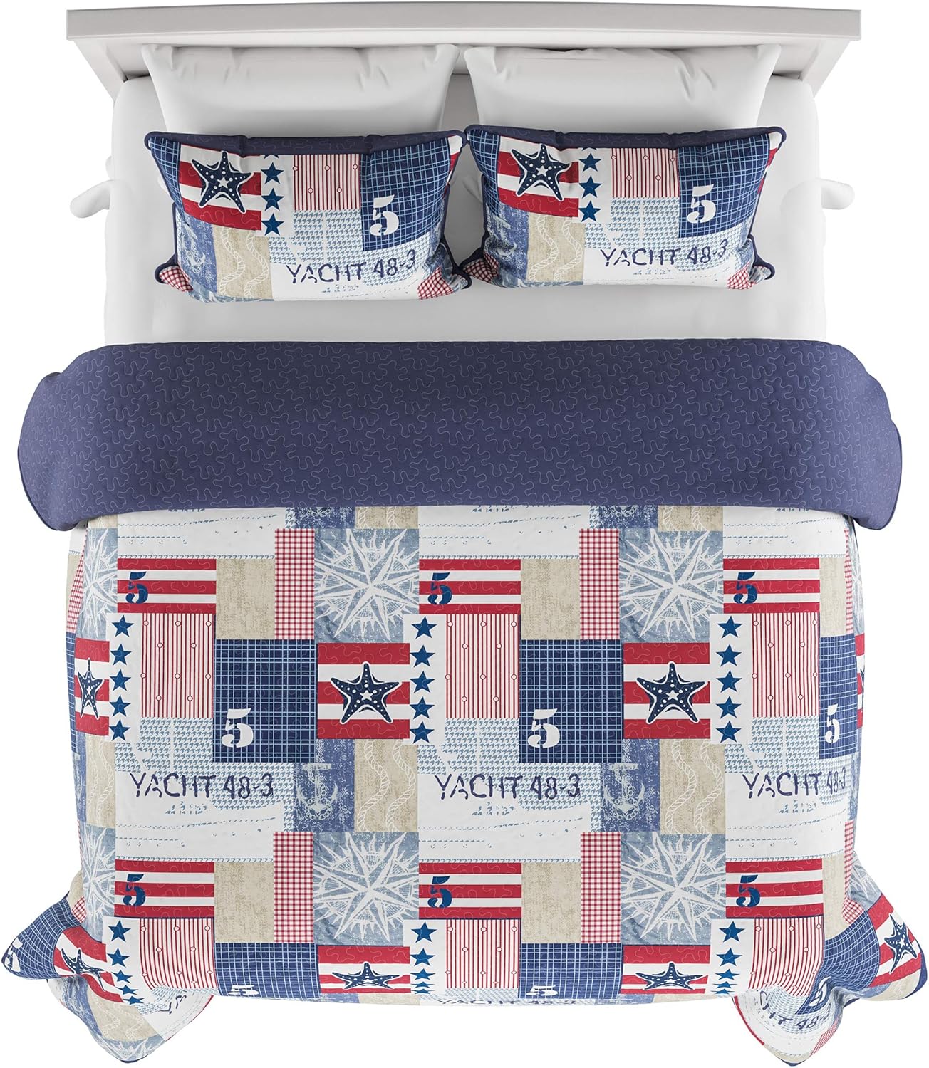 Lavish Home 2-Piece Quilt Set Nautical Americana