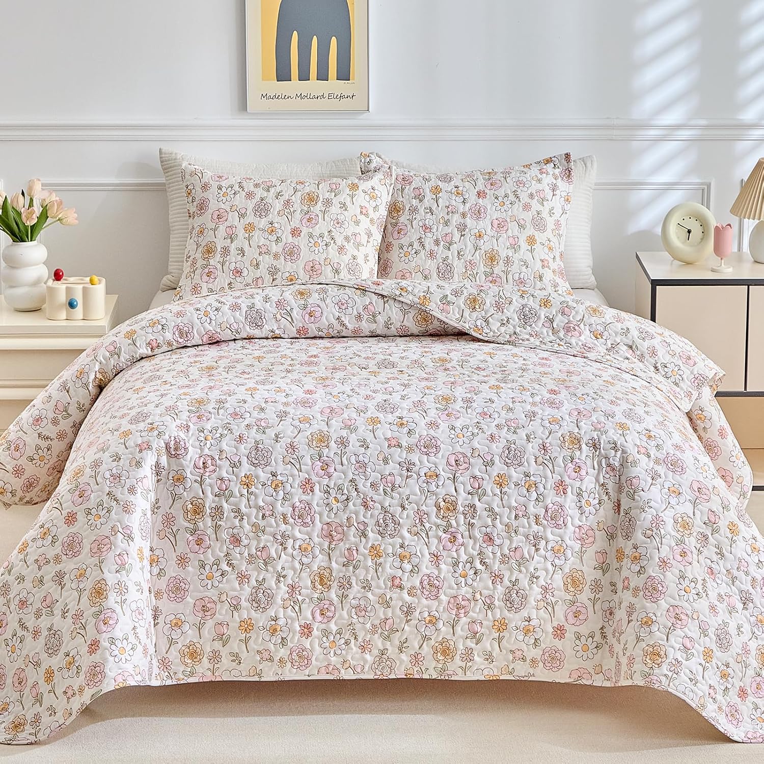 DuShow Queen Quilt Bedding Set Lightweight 3-Piece Quilt Set