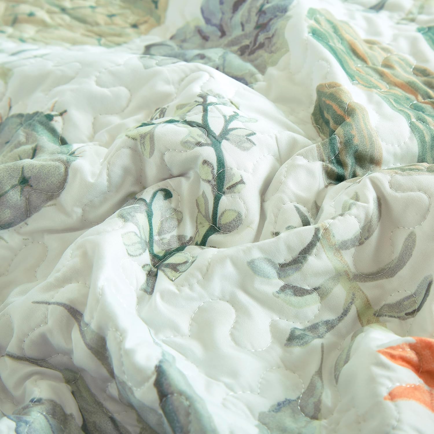 Chezmoi Gregory 2-Piece Quilt Set - Green Blue Cactus Print