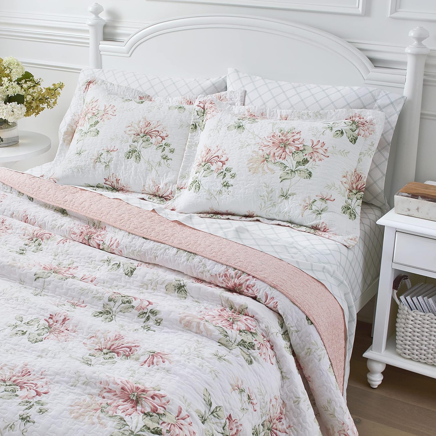 Laura Ashley Twin Quilt Set - Honeysuckle Pink