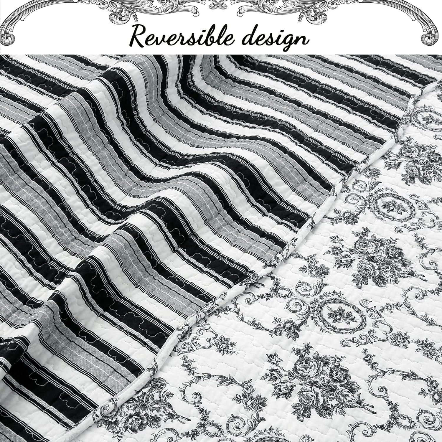 Cozy Line French Medallion Reversible Coverlet Bedspread Set