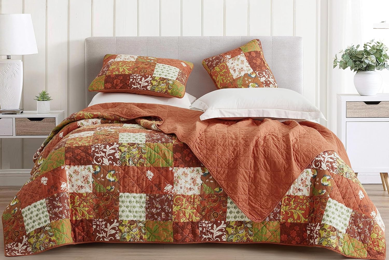 Chezmoi Leilani 3-Piece Boho Cotton Quilt Set