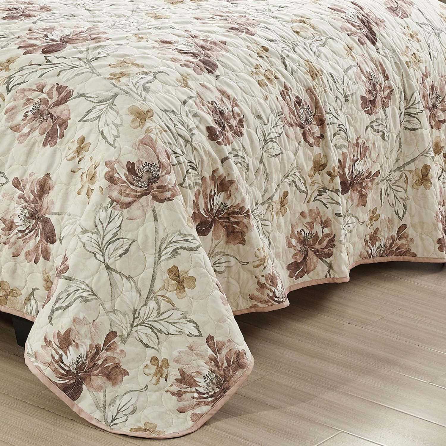 ESCA 3-Piece Bahamar Floral Blush Pink Bedspread Set