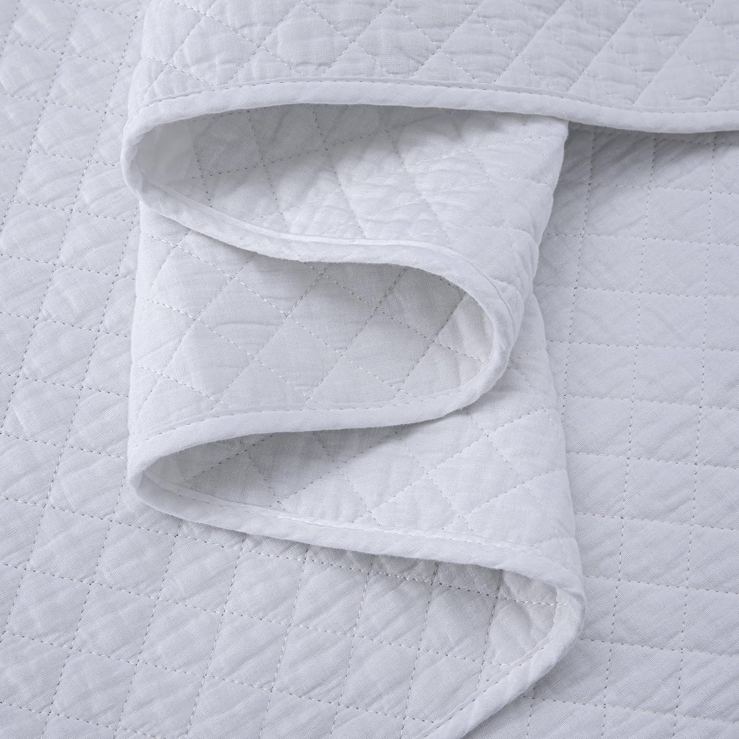 Chezmoi Avon 2-Piece Diamond Stitch Quilt Set Twin White 1