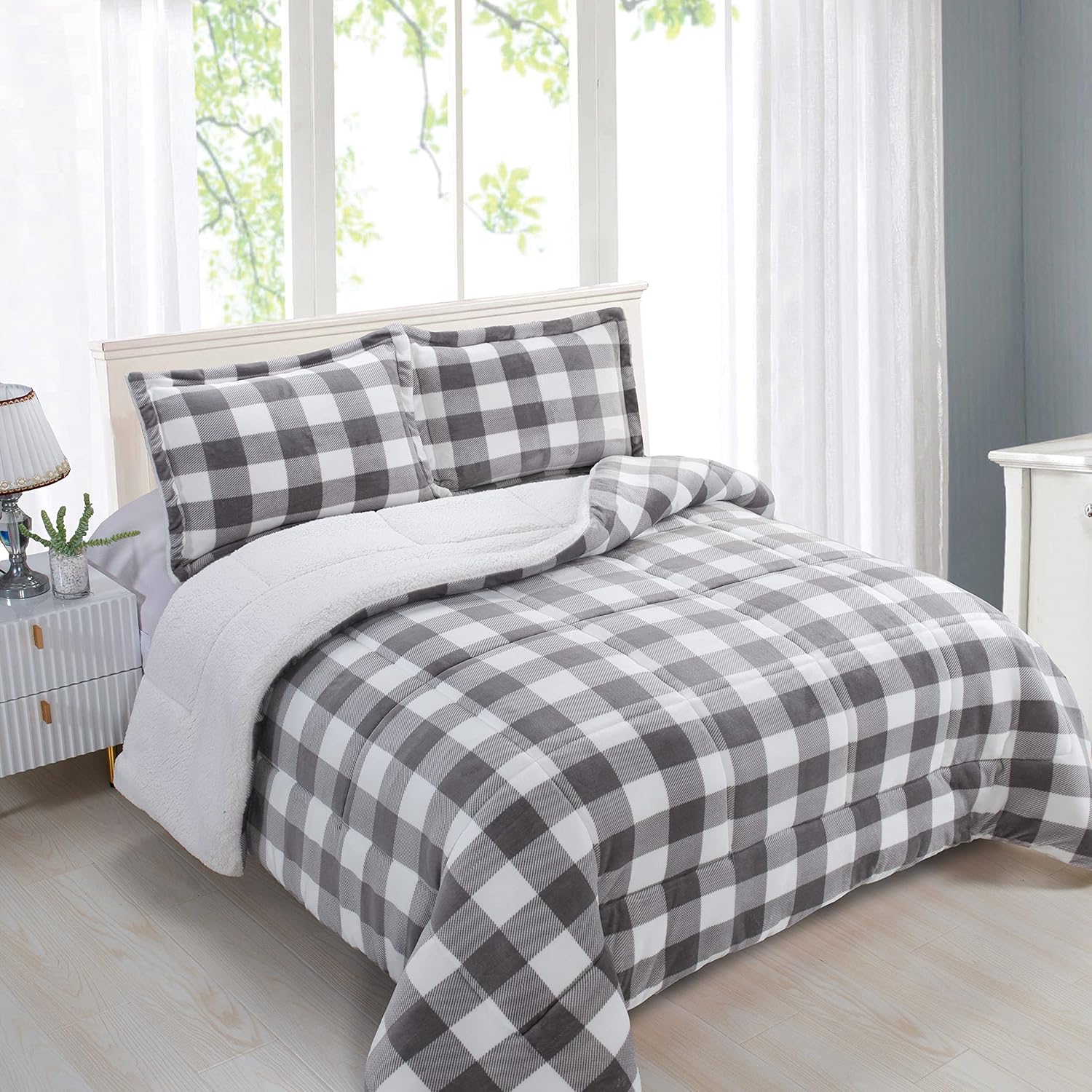 Elegant Comfort Reversible Down Alternative Comforter Set King