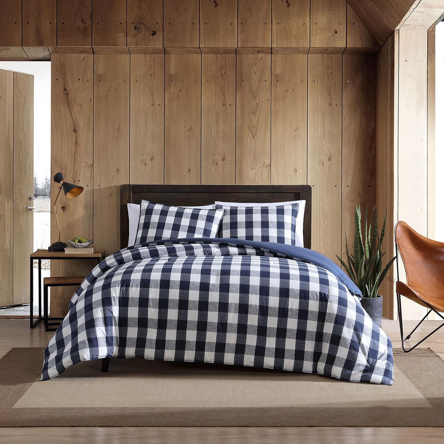 Eddie Bauer Queen Comforter Set with Reversible Plaid Design