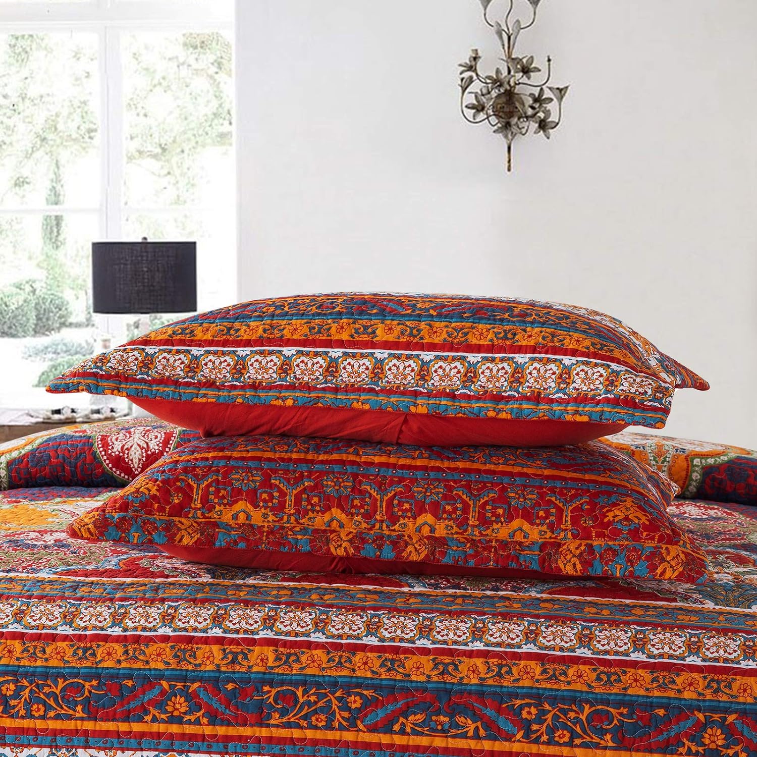 NEWLAKE Reversible Patchwork Quilt Set Queen Size