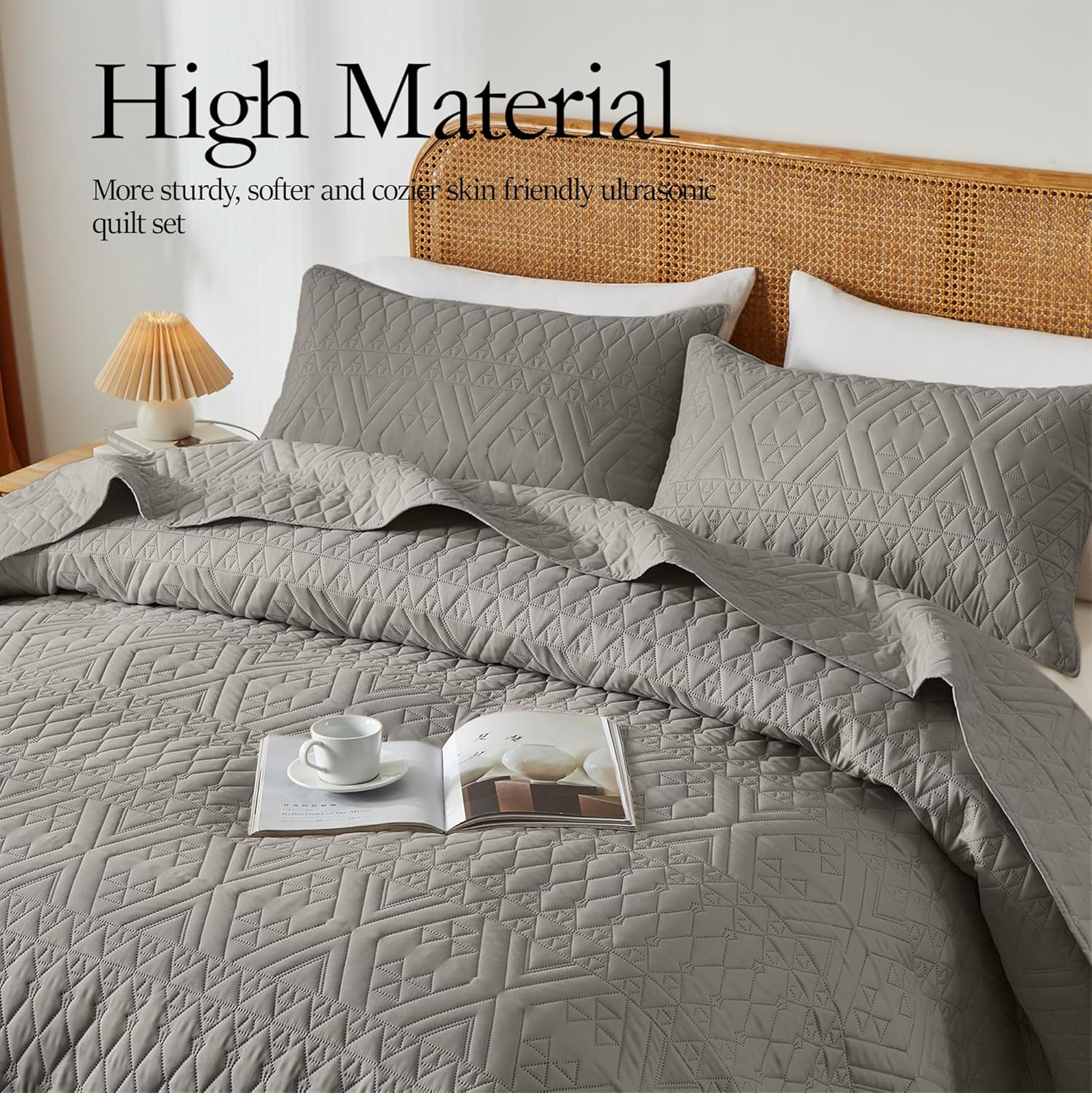 akkialla Twin Size Quilt Bedding Set Dark Grey 1