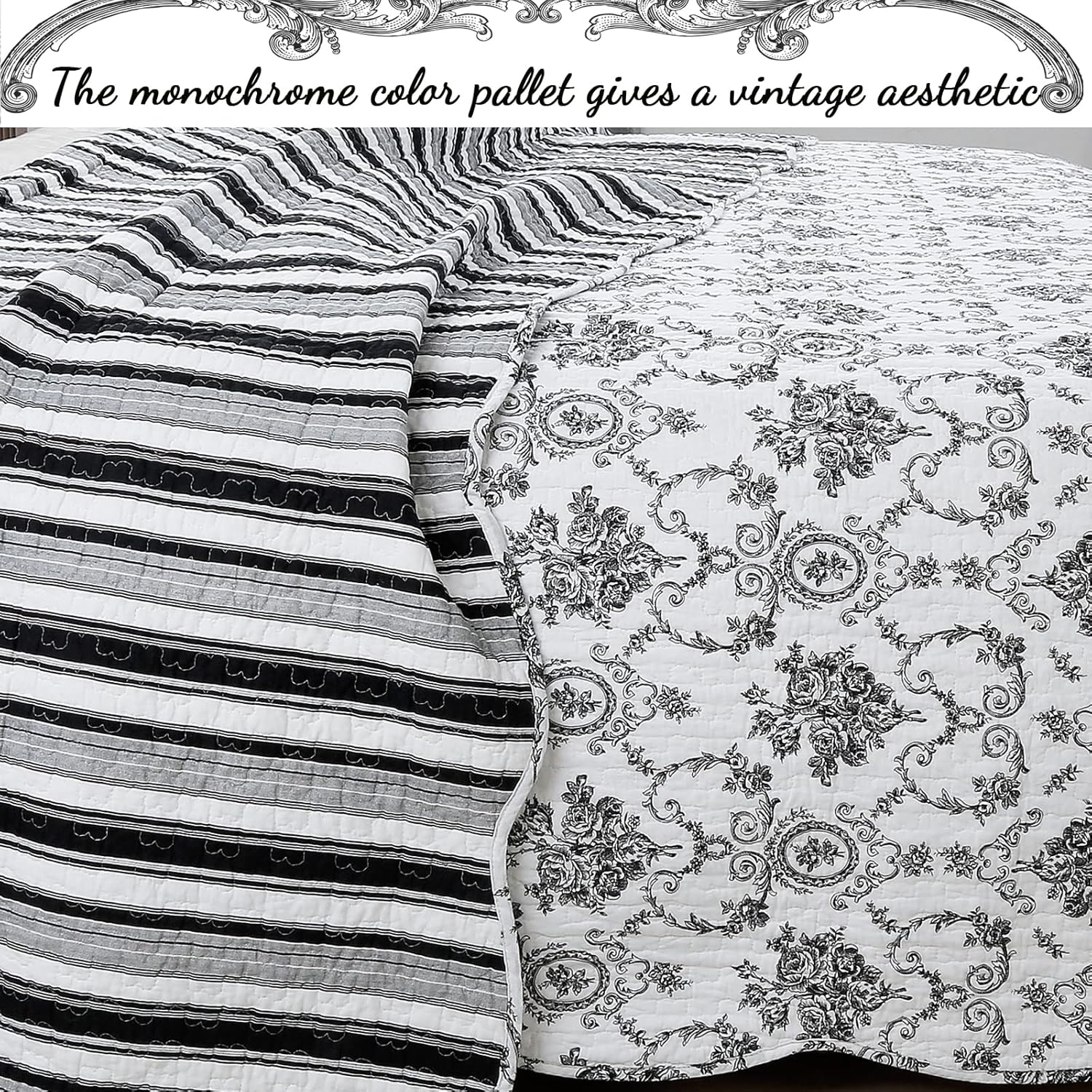 Cozy Line French Medallion Reversible Coverlet Bedspread Set