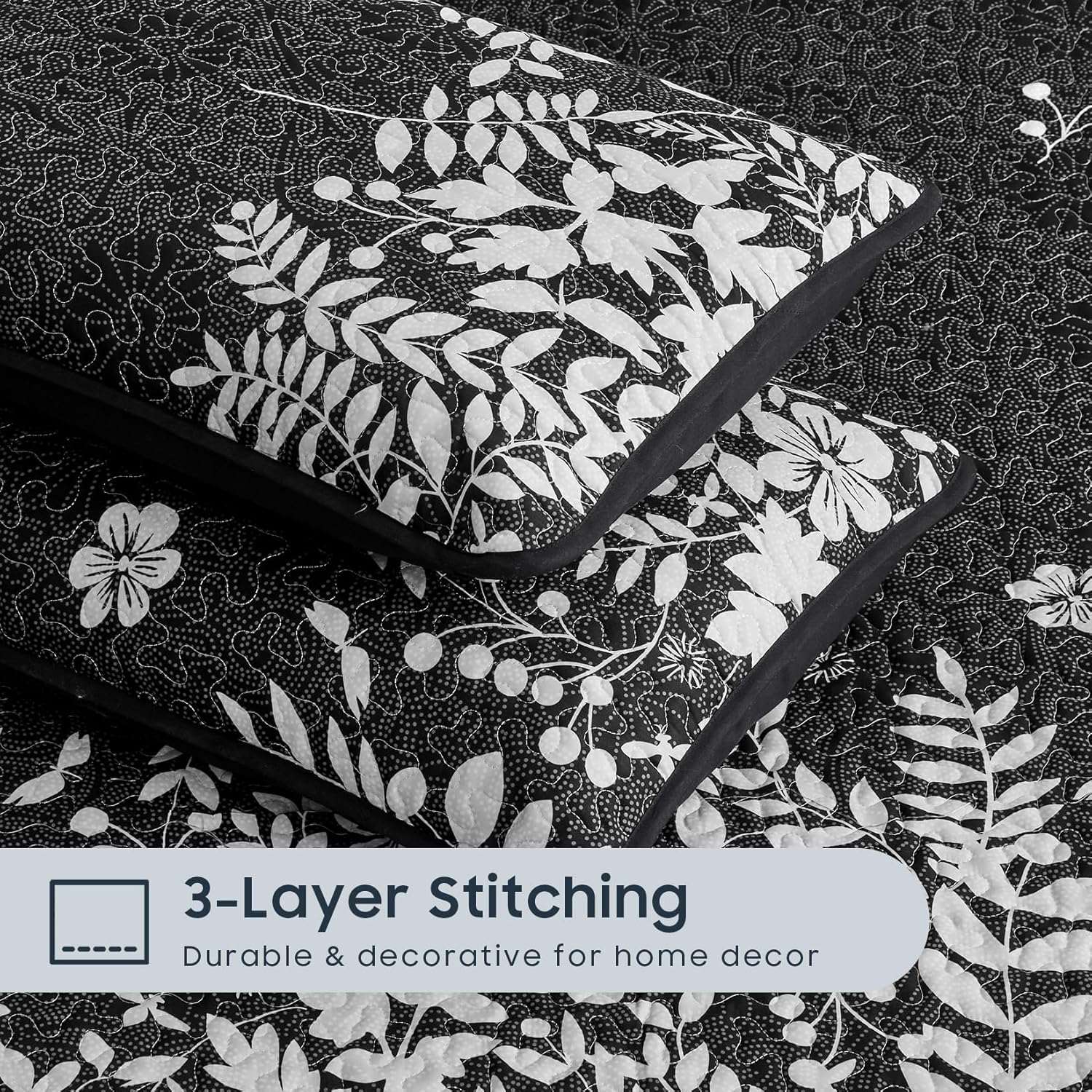 Wake In Cloud Floral Quilt Set - King Size 3 Pieces